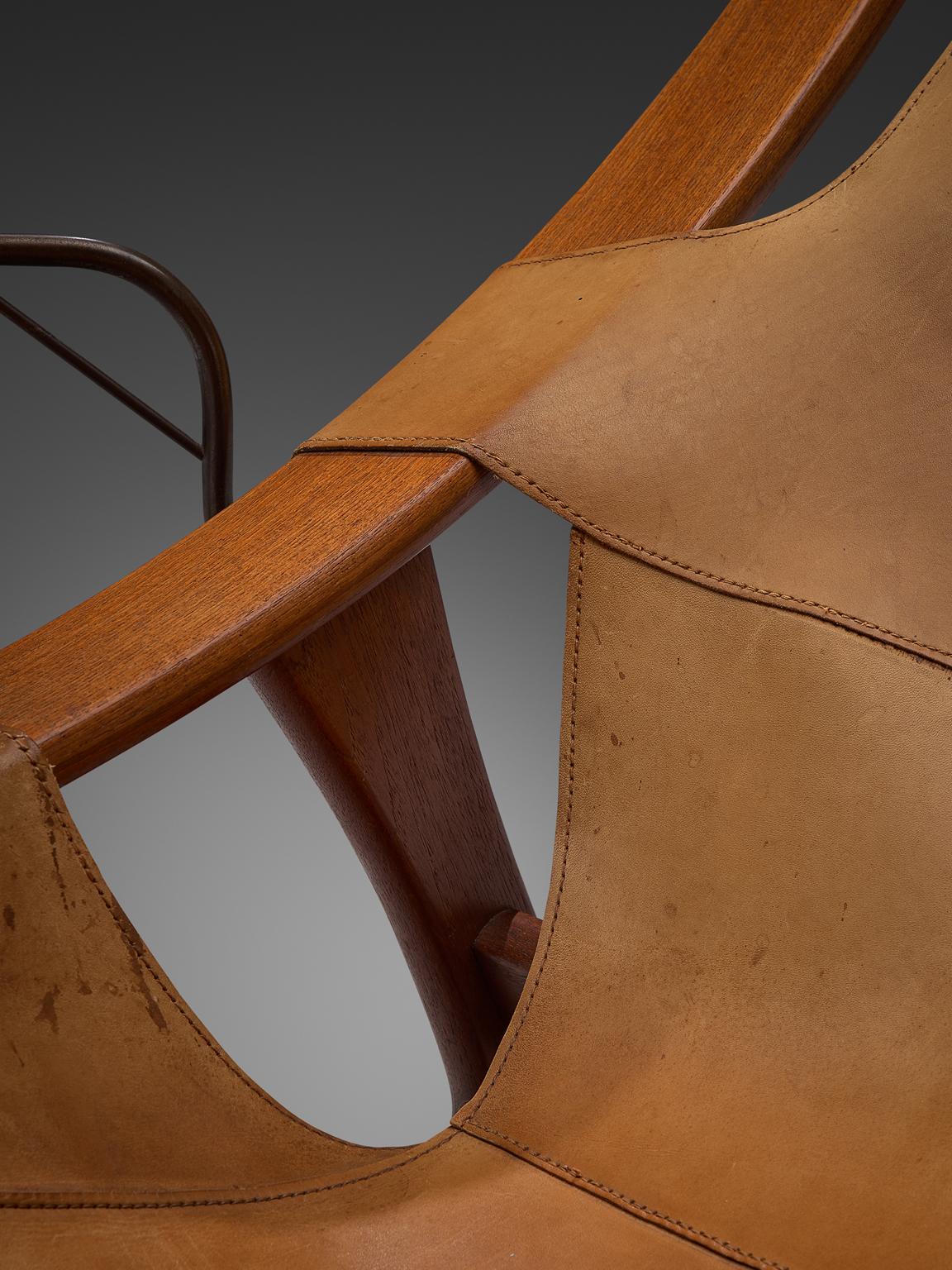 Arne F. Tidemand Ruud Rare Pair of Cognac Leather 'Holmenkollen' Lounge Chairs 2