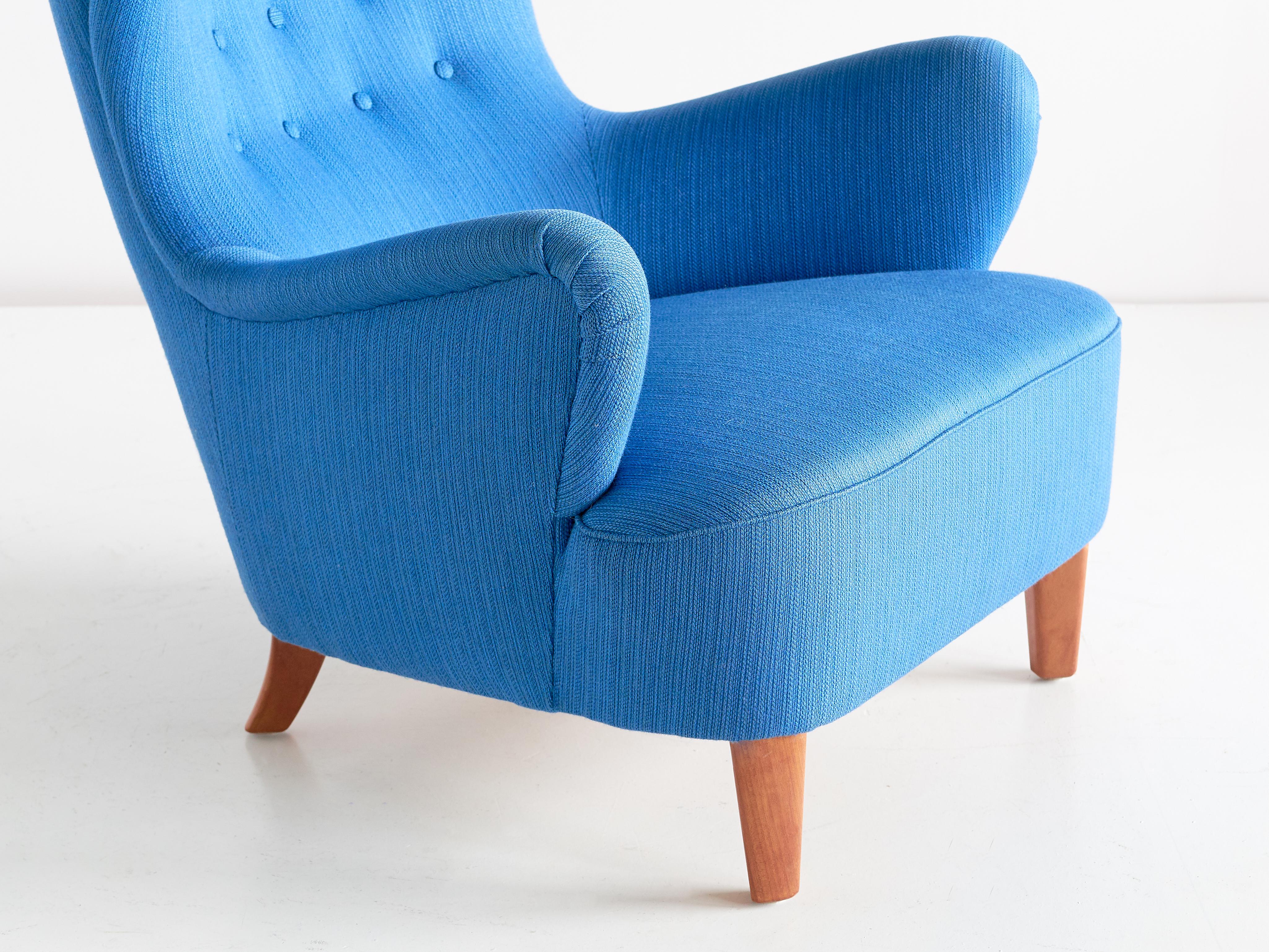 blue wing back chair