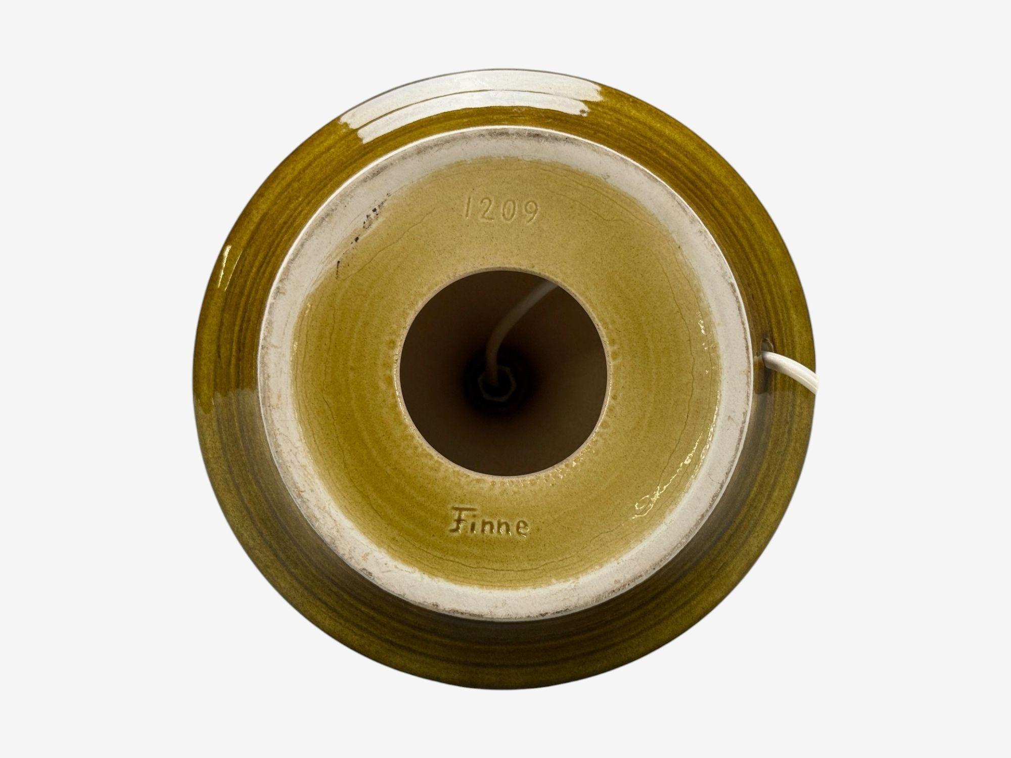 Arne Finne Nielsen, Olivgrünes Steingut, Tischlampe, Dänemark, 1960er Jahre im Angebot 3