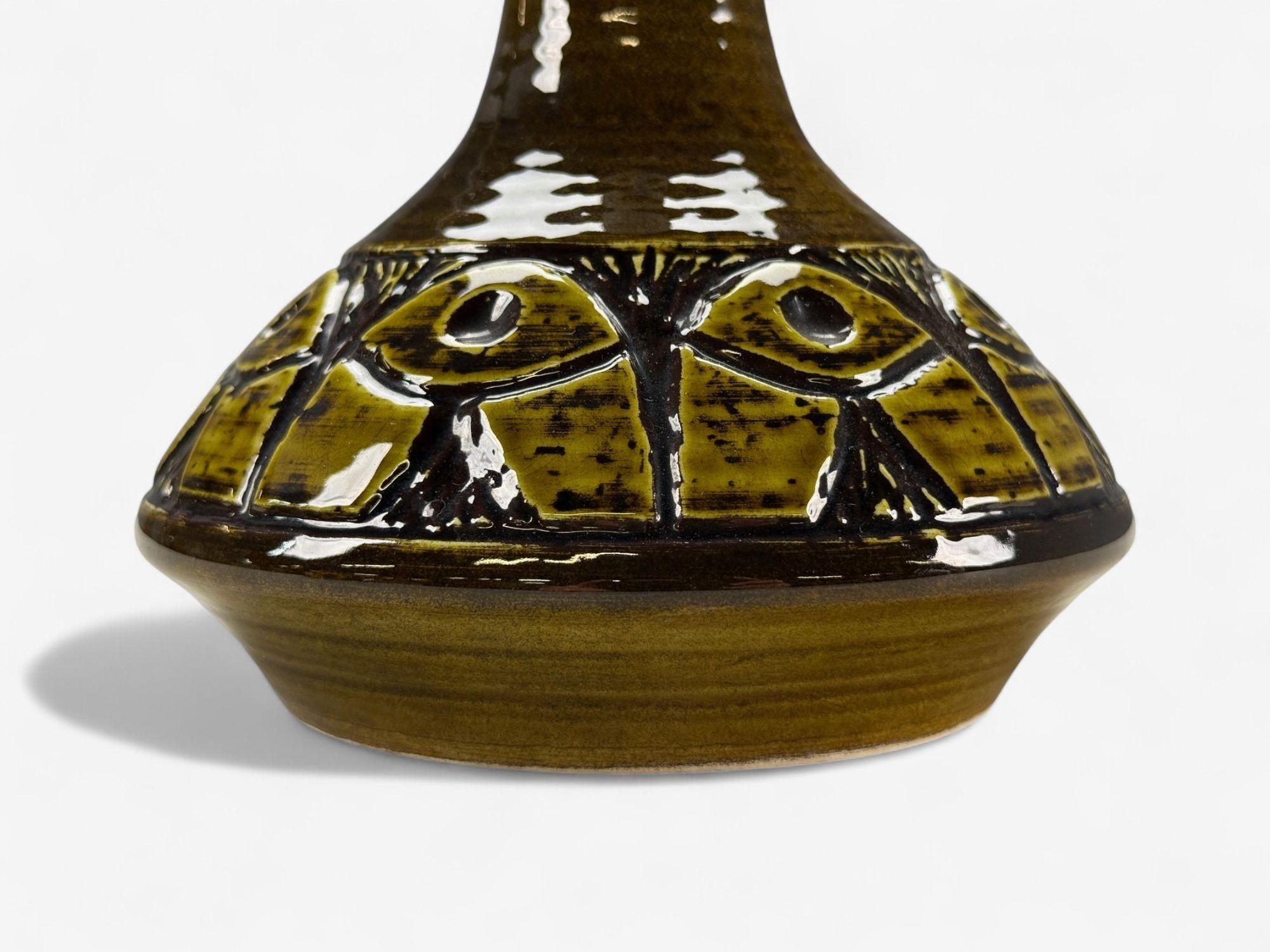 Arne Finne Nielsen, Olivgrünes Steingut, Tischlampe, Dänemark, 1960er Jahre im Angebot 2
