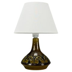 Arne Finne Nielsen, Olive Green Stoneware, Table Lamp, Denmark, 1960s