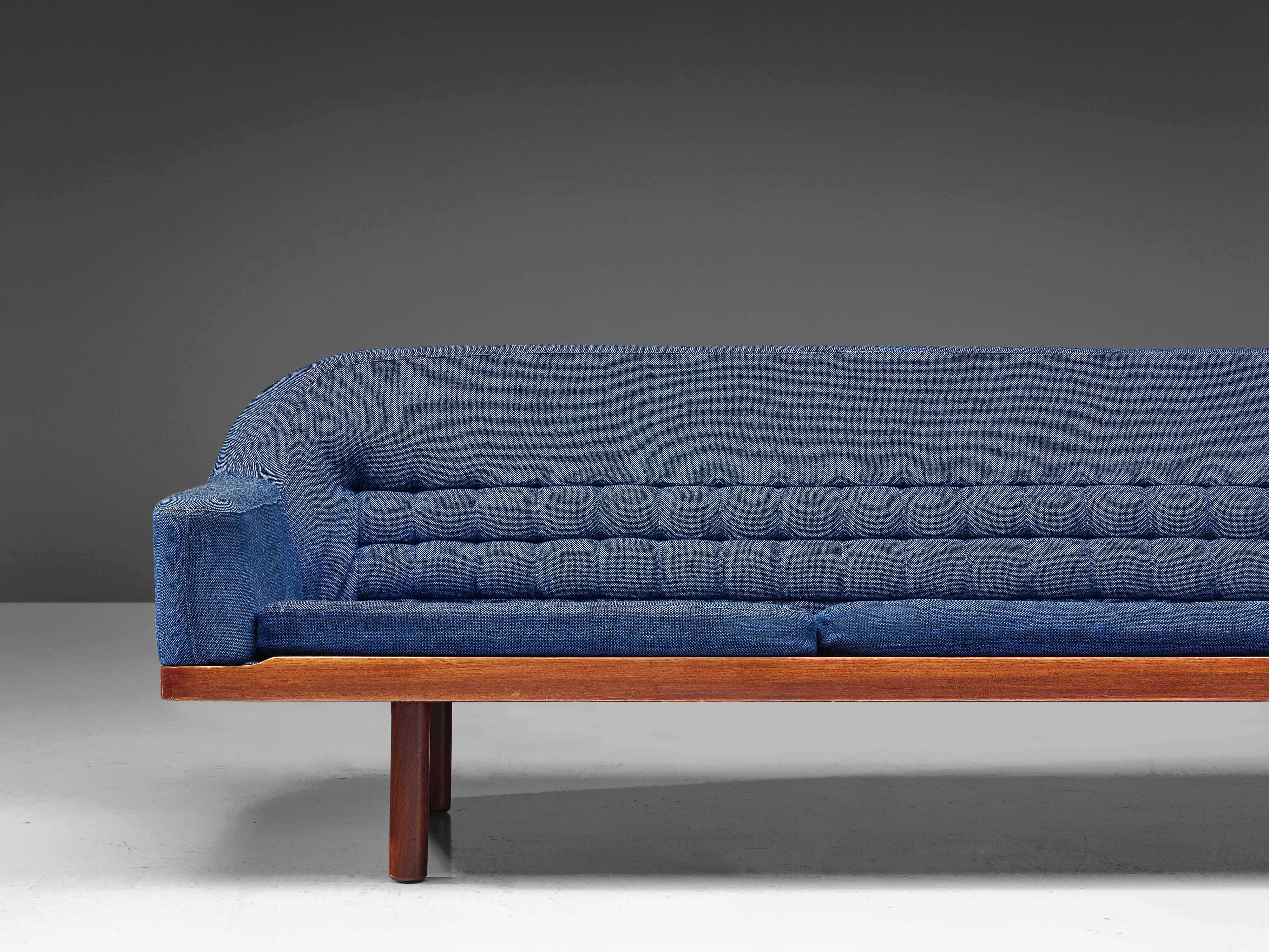 Arne Halvorsen Sofa Model 2010 in Teak and Blue Fabric Upholstery 4