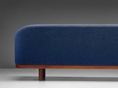 Arne Halvorsen Sofa Model 2010 in Teak and Blue Fabric Upholstery
