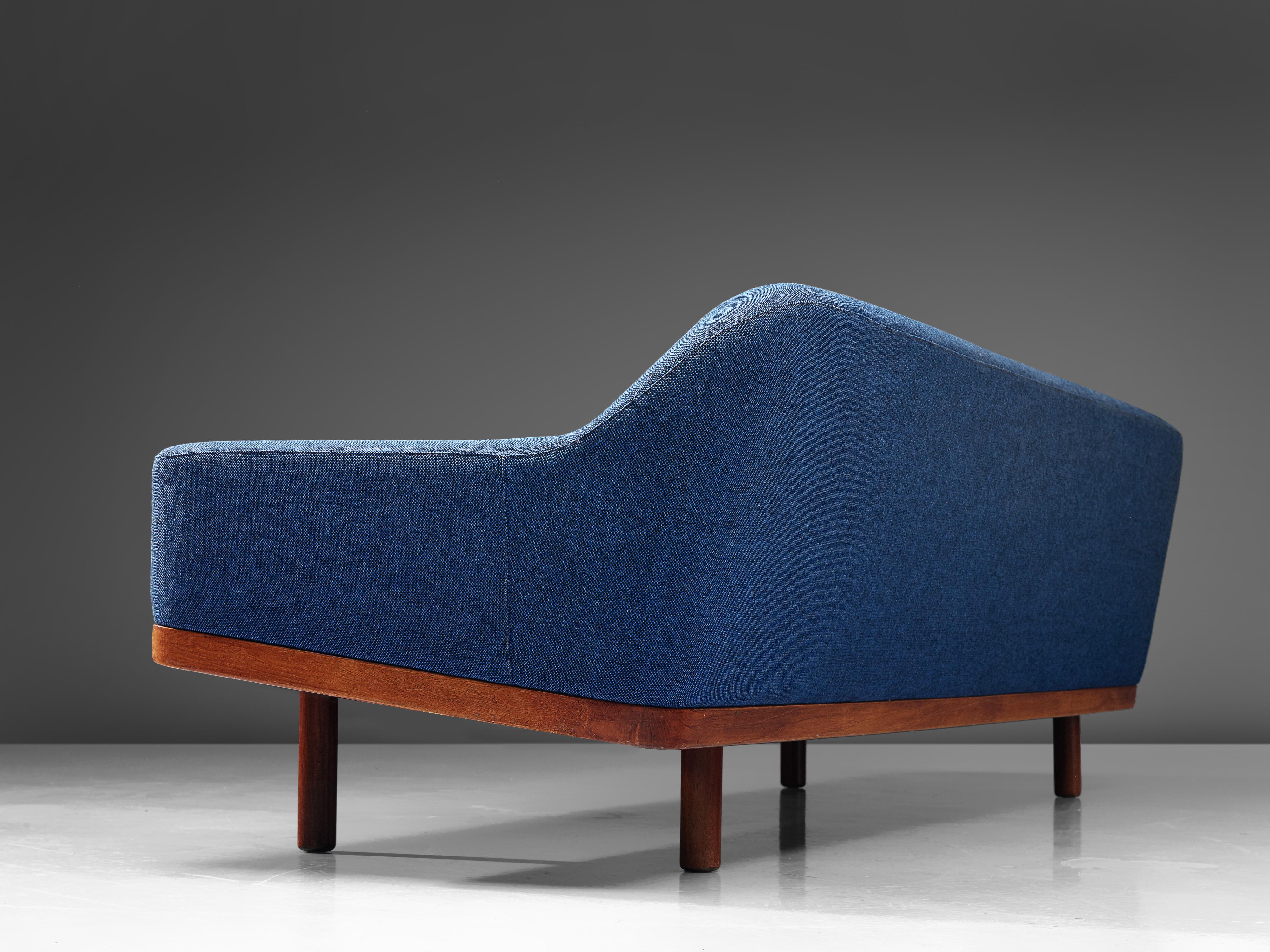Arne Halvorsen Sofa Model 2010 in Teak and Blue Fabric Upholstery 1