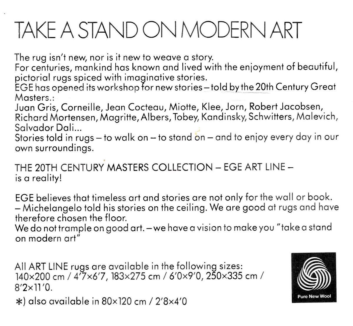 Contemporary Arne Hansen Design Rug by Ege Art Line For Sale
