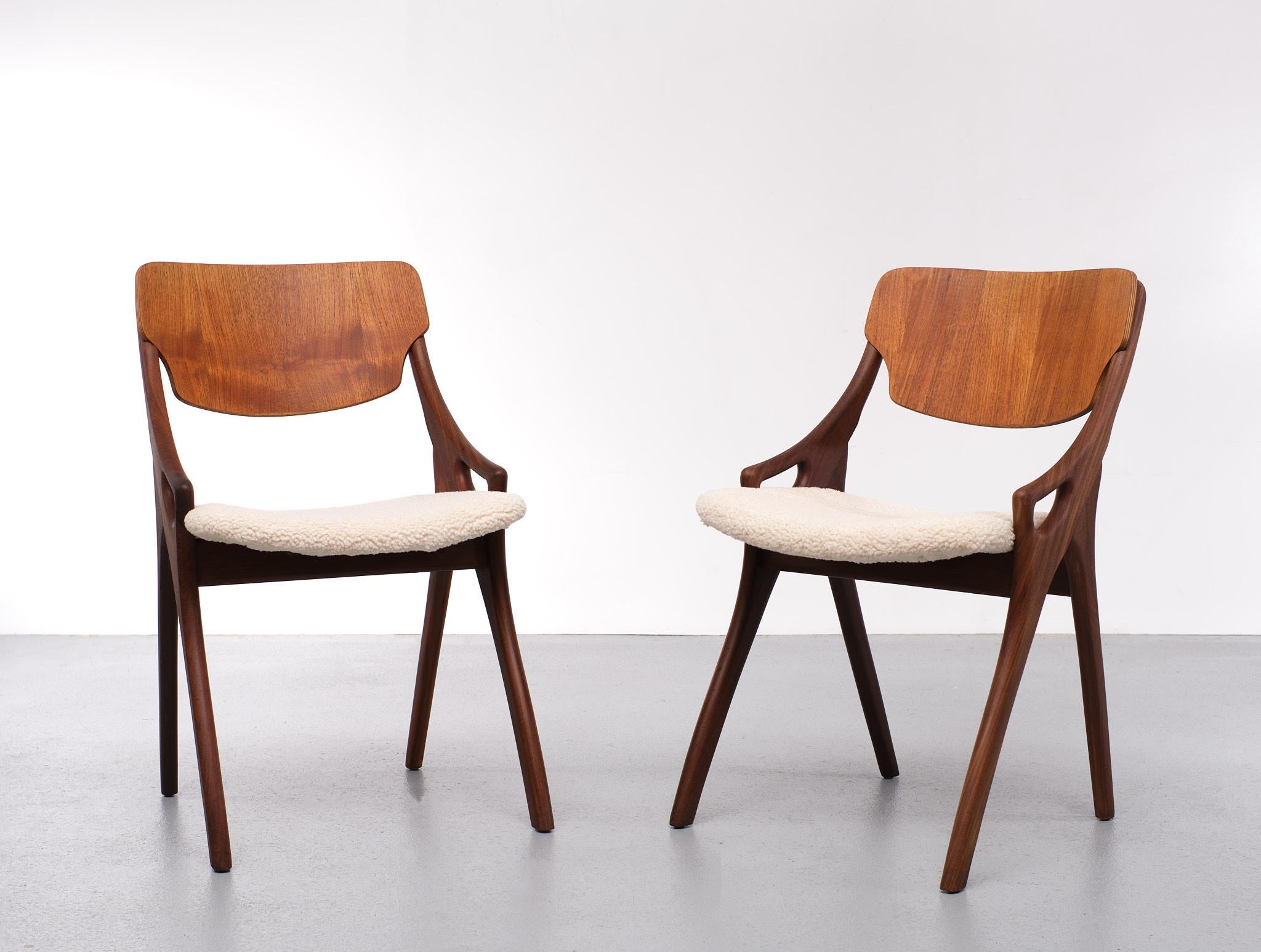 Mid-Century Modern Arne Hovland Olsen Chairs New Wool Upholstery 1958 Denmark