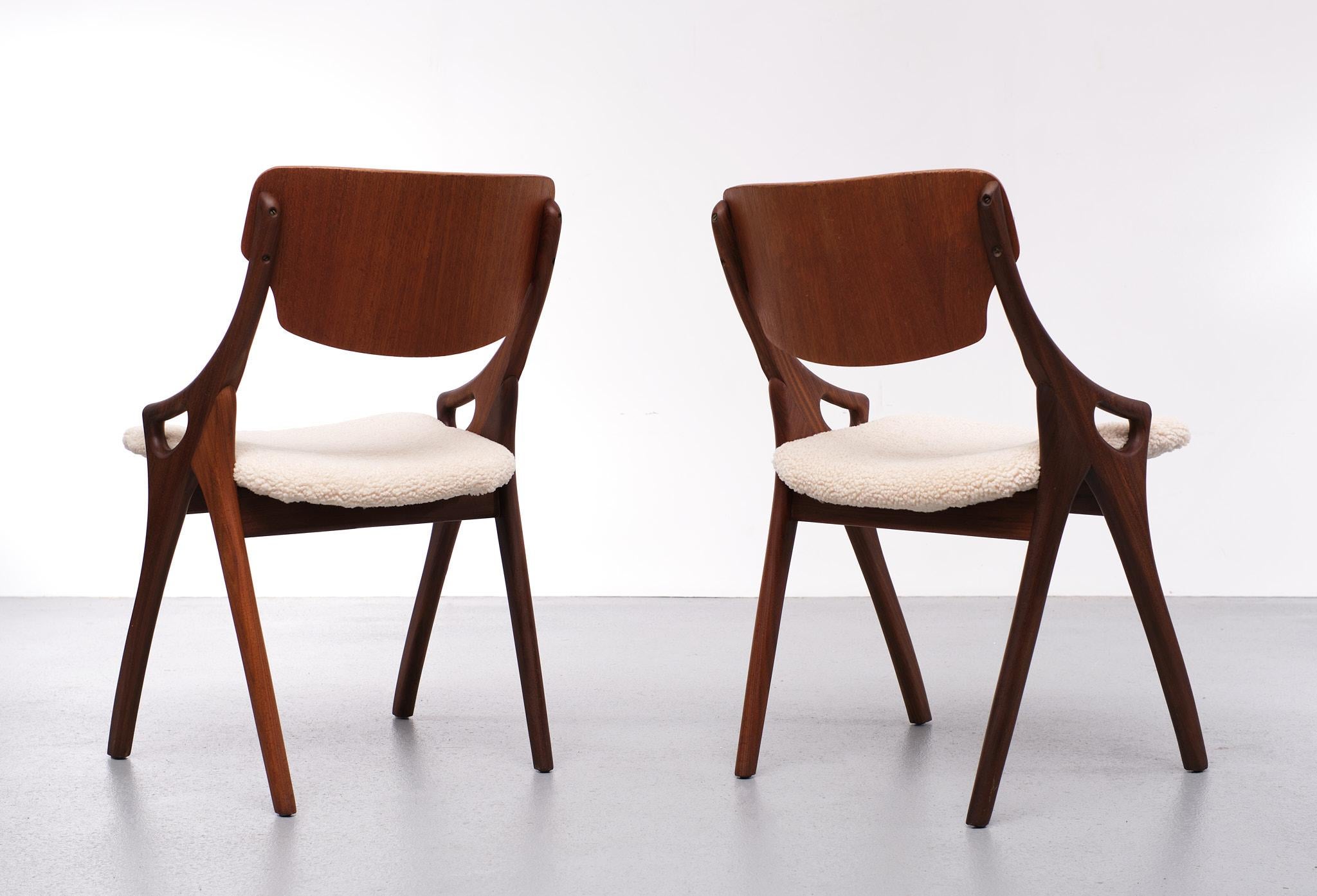 Danish Arne Hovland Olsen Chairs New Wool Upholstery 1958 Denmark