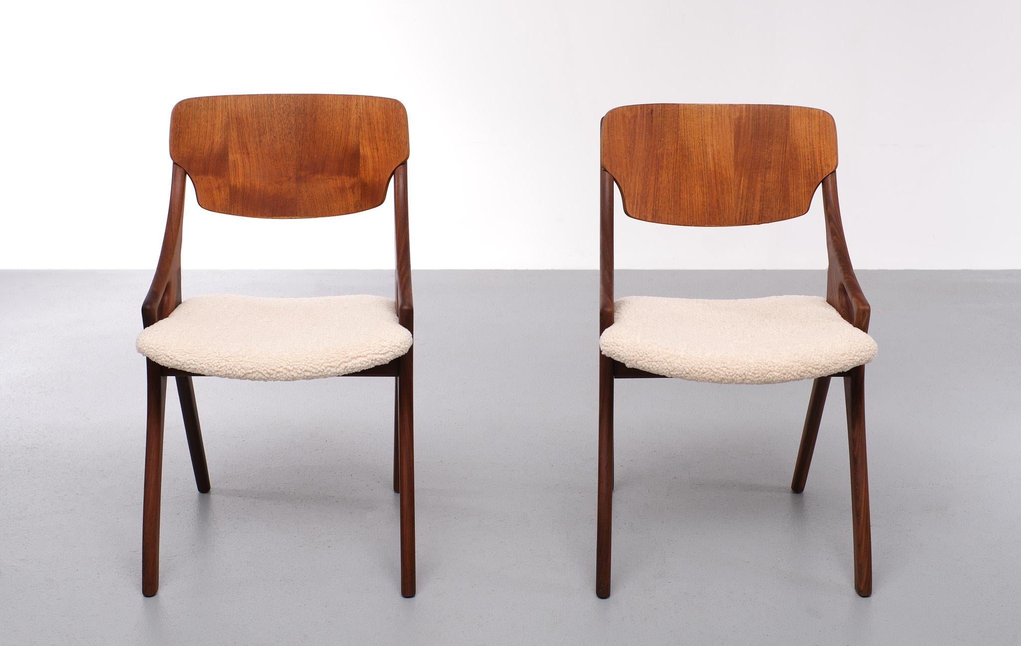 Arne Hovland Olsen Chairs New Wool Upholstery 1958 Denmark 2