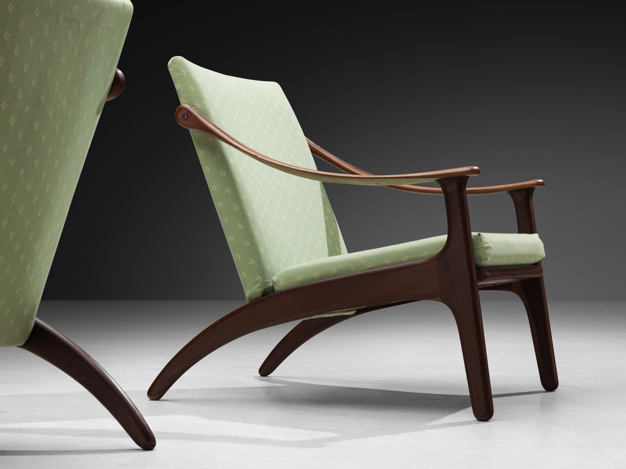 Scandinavo moderno Arne Hovmand-Olsen e P. Mikkelsen Coppia di sedie da salotto in Greene & Greene in vendita