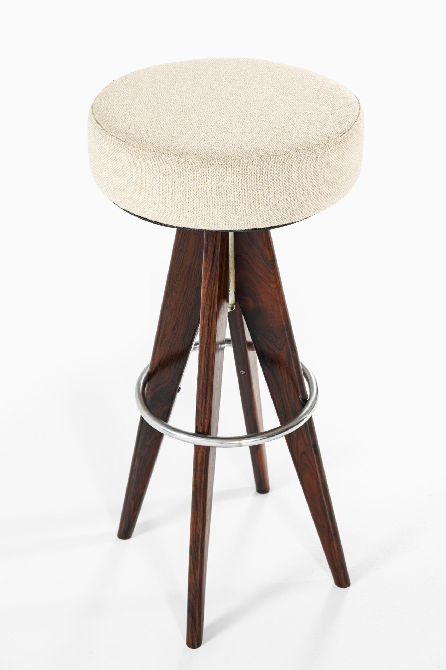 Very rare bar stools designed by Arne Hovmand-Olsen. Produced in Denmark. Price listed is / item.