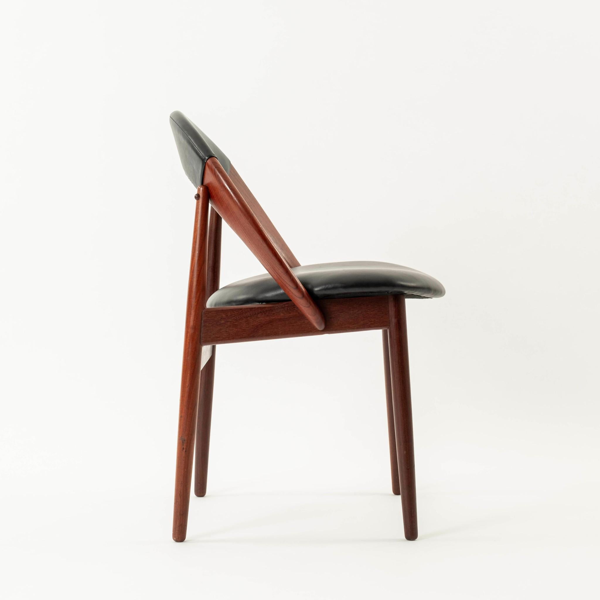 Scandinavian Arne Hovmand Olsen Black Leather Teak Chair For Sale