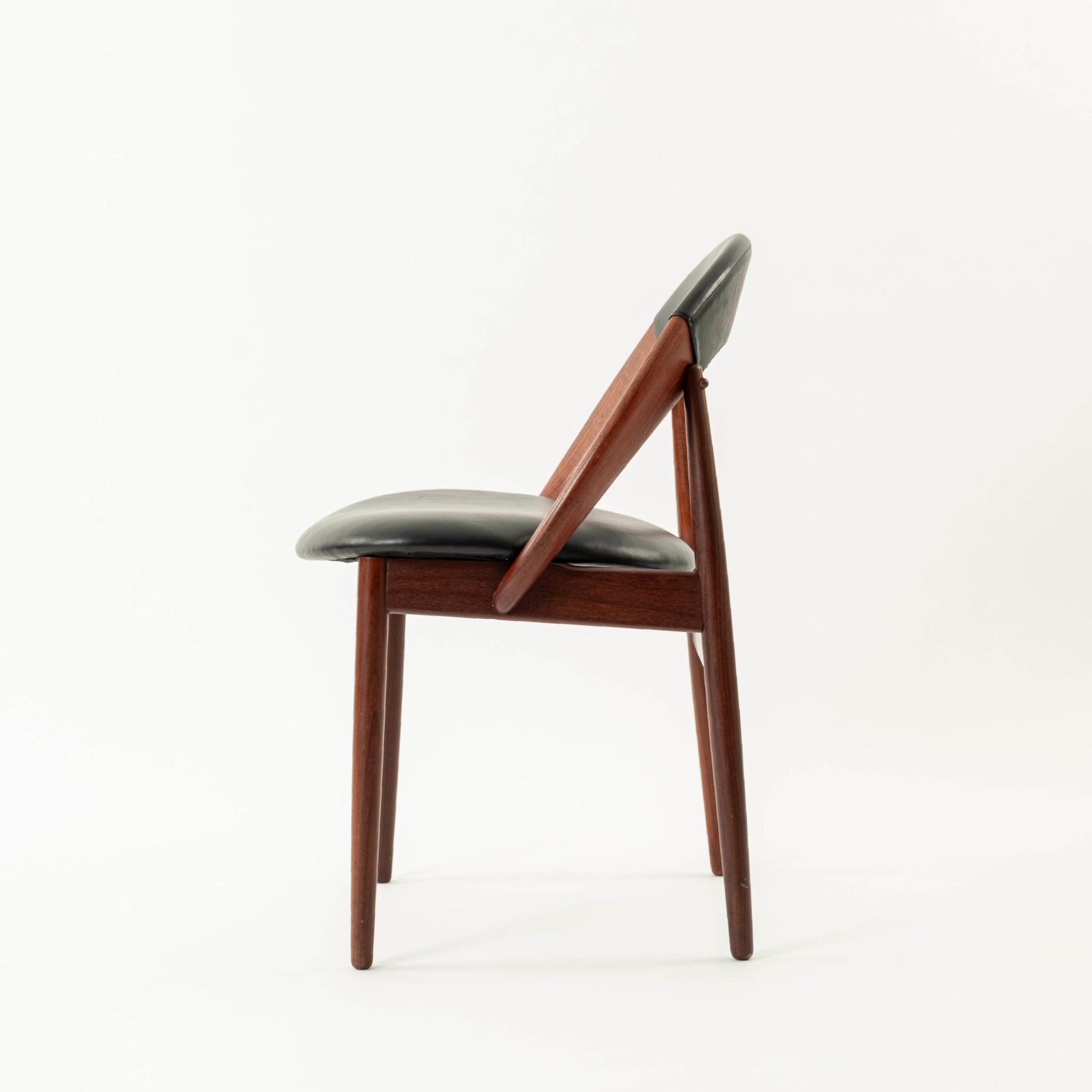 19th Century Arne Hovmand Olsen Black Leather Teak Chair For Sale