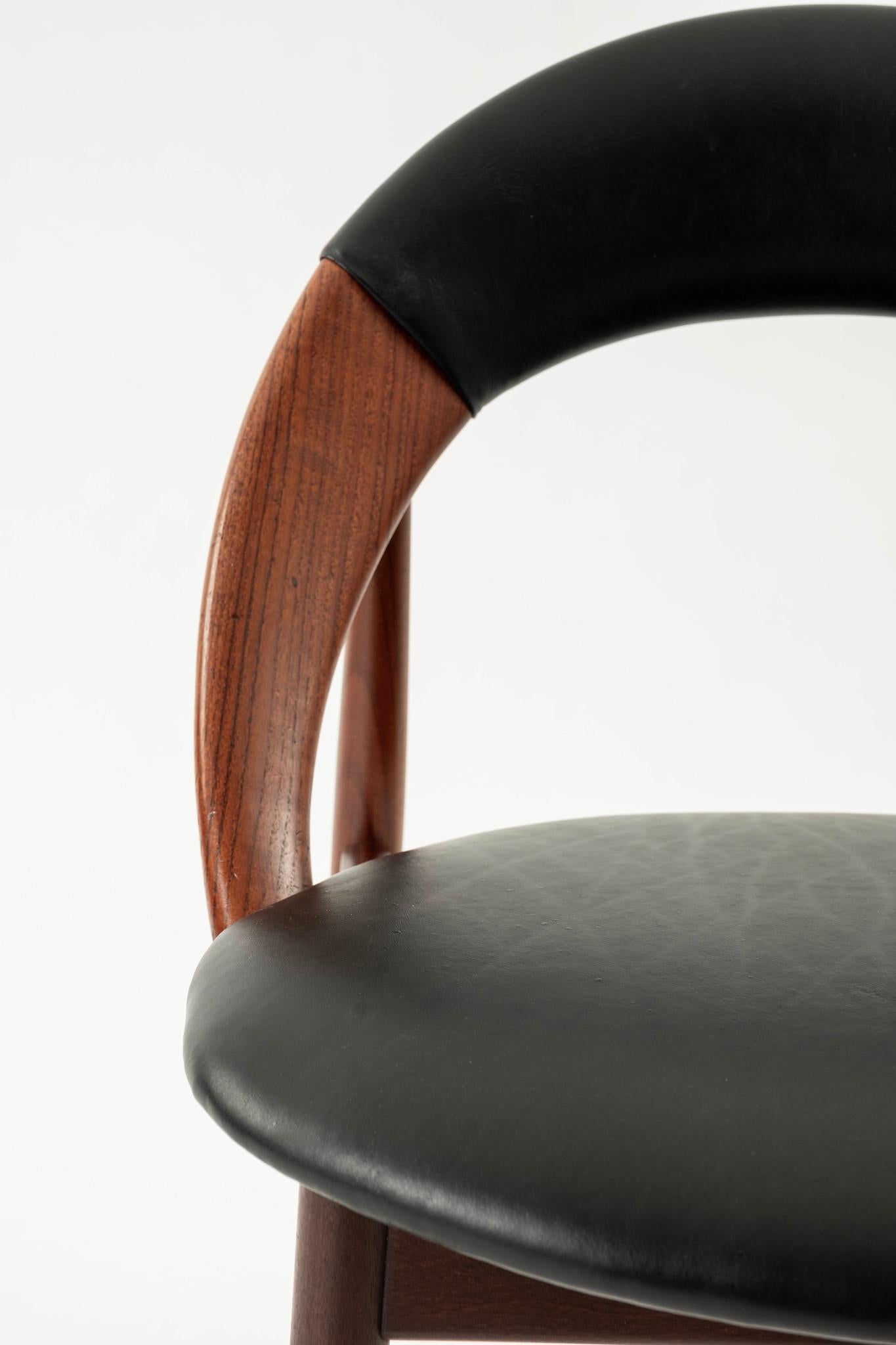 Arne Hovmand Olsen Black Leather Teak Chair For Sale 2