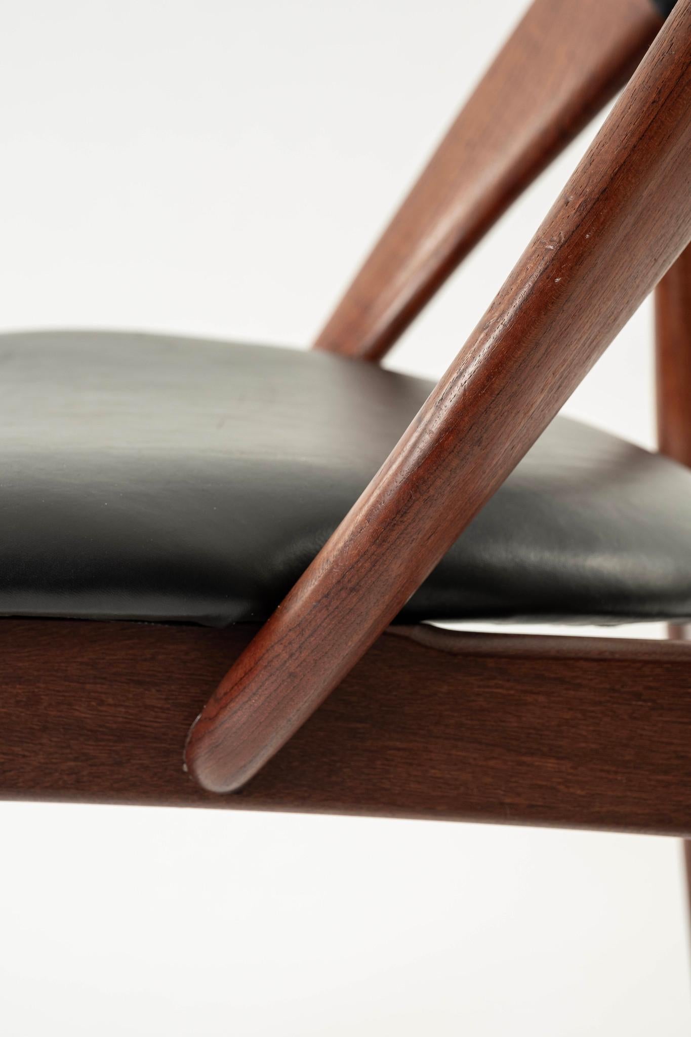 Arne Hovmand Olsen Black Leather Teak Chair For Sale 3