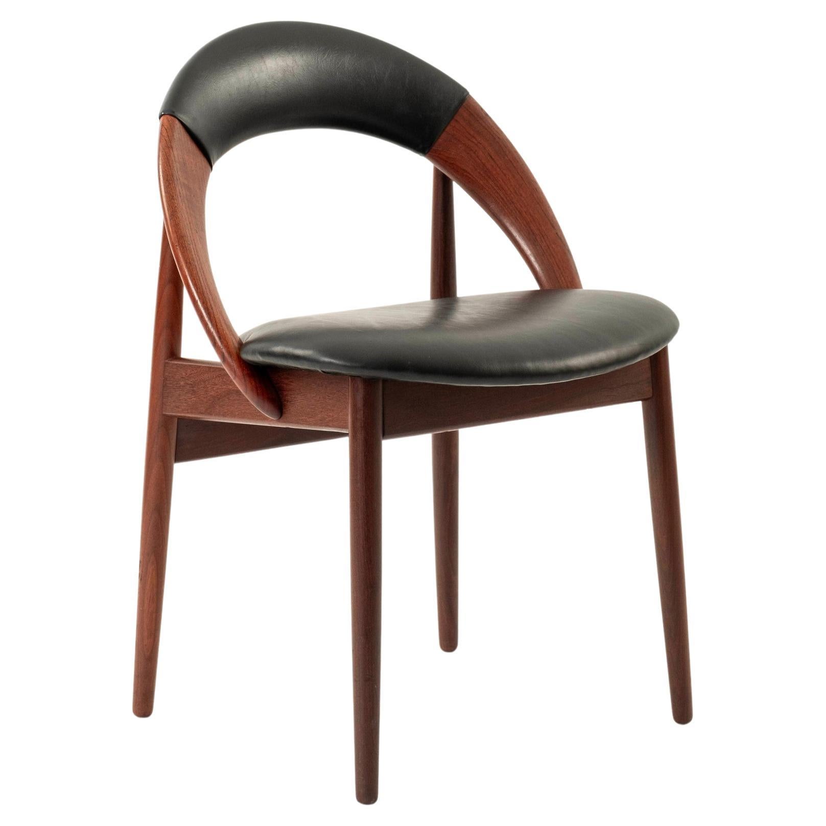 Arne Hovmand Olsen Black Leather Teak Chair For Sale