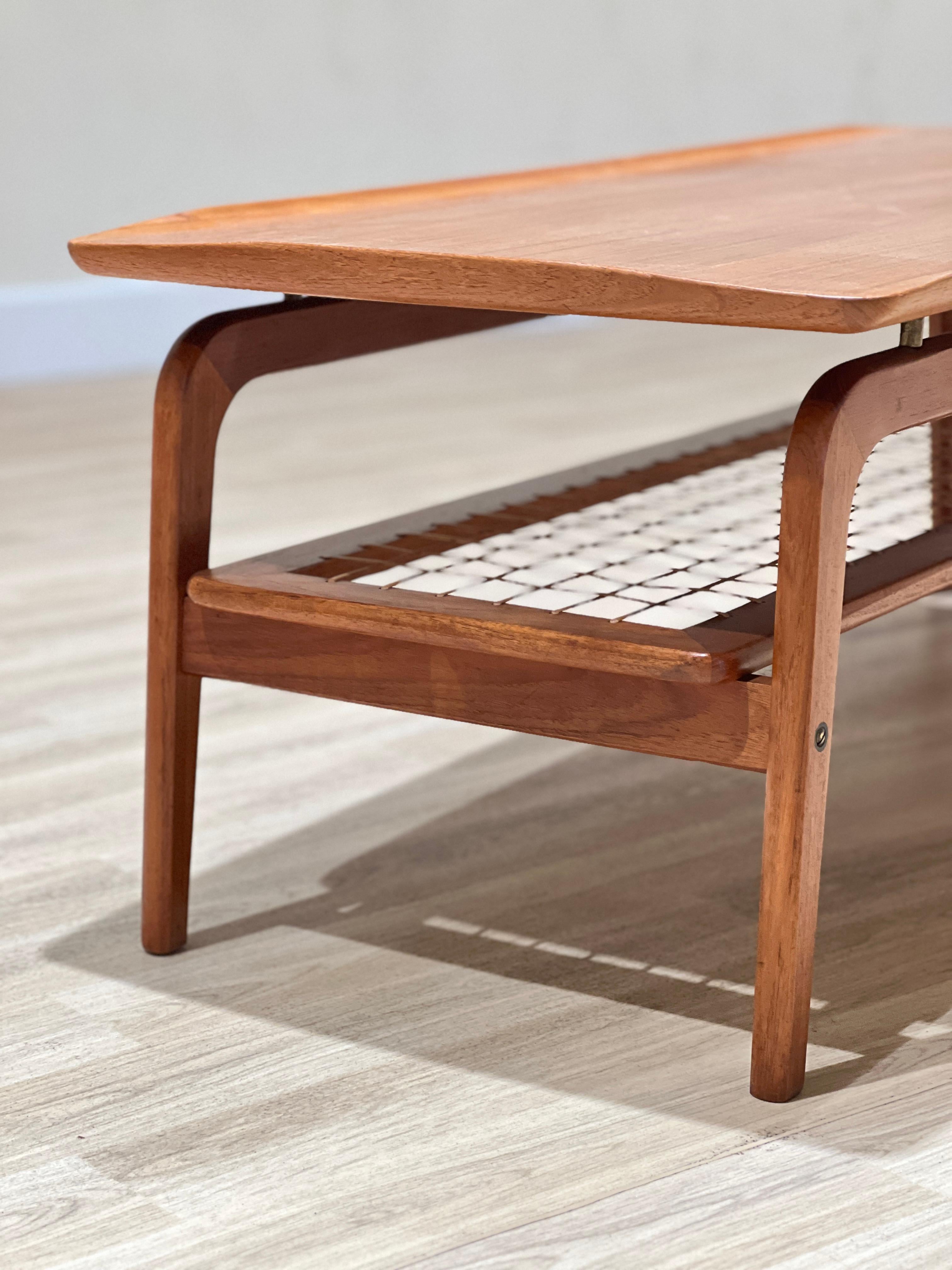 Arne Hovmand-Olsen coffee table with a rattan rack 3