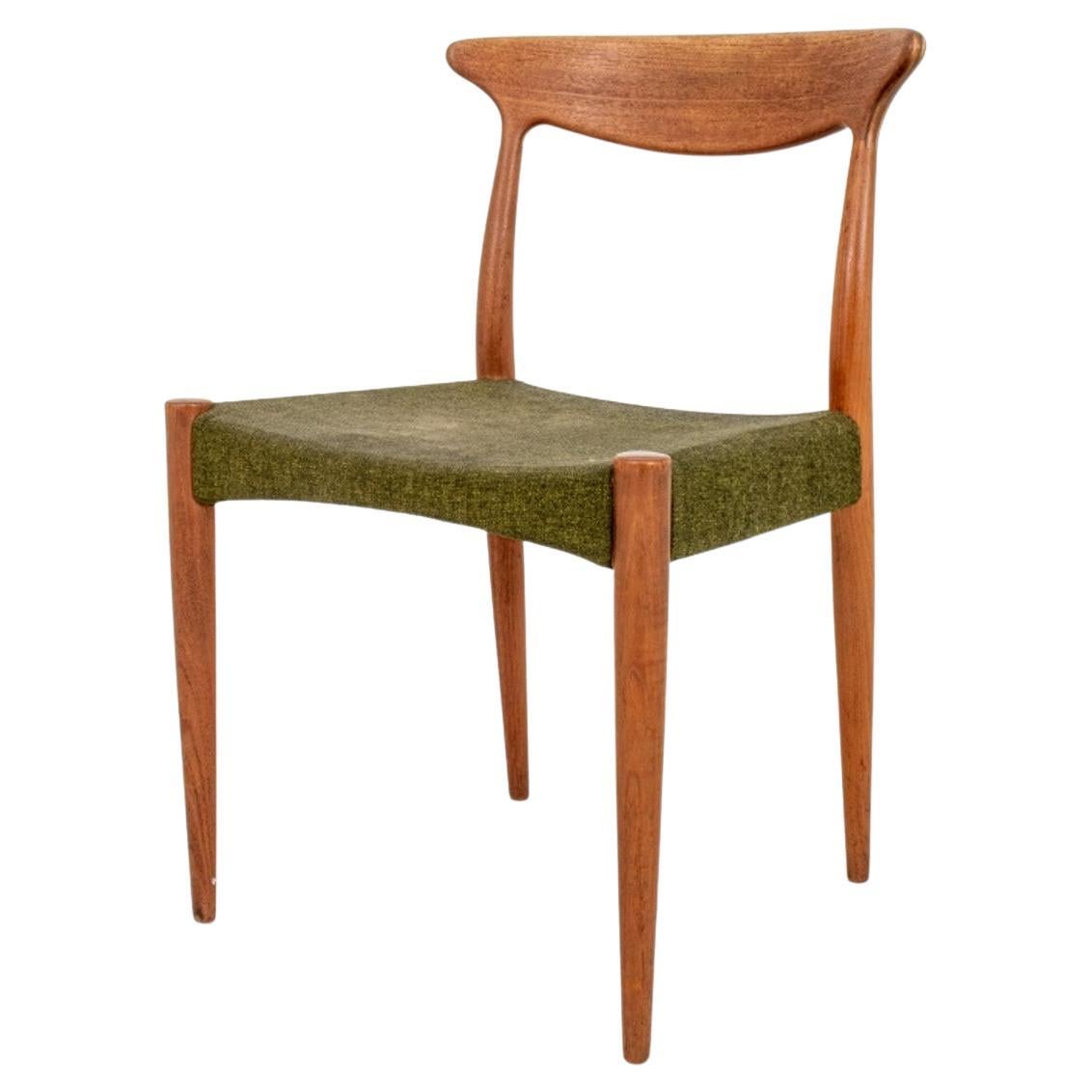 Arne Hovmand-Olsen (Danish, 1919-1989) Danish Mid-Century Modern teak wood side chair, the seat upholstered in green fabric, upon four slightly tapering legs, 