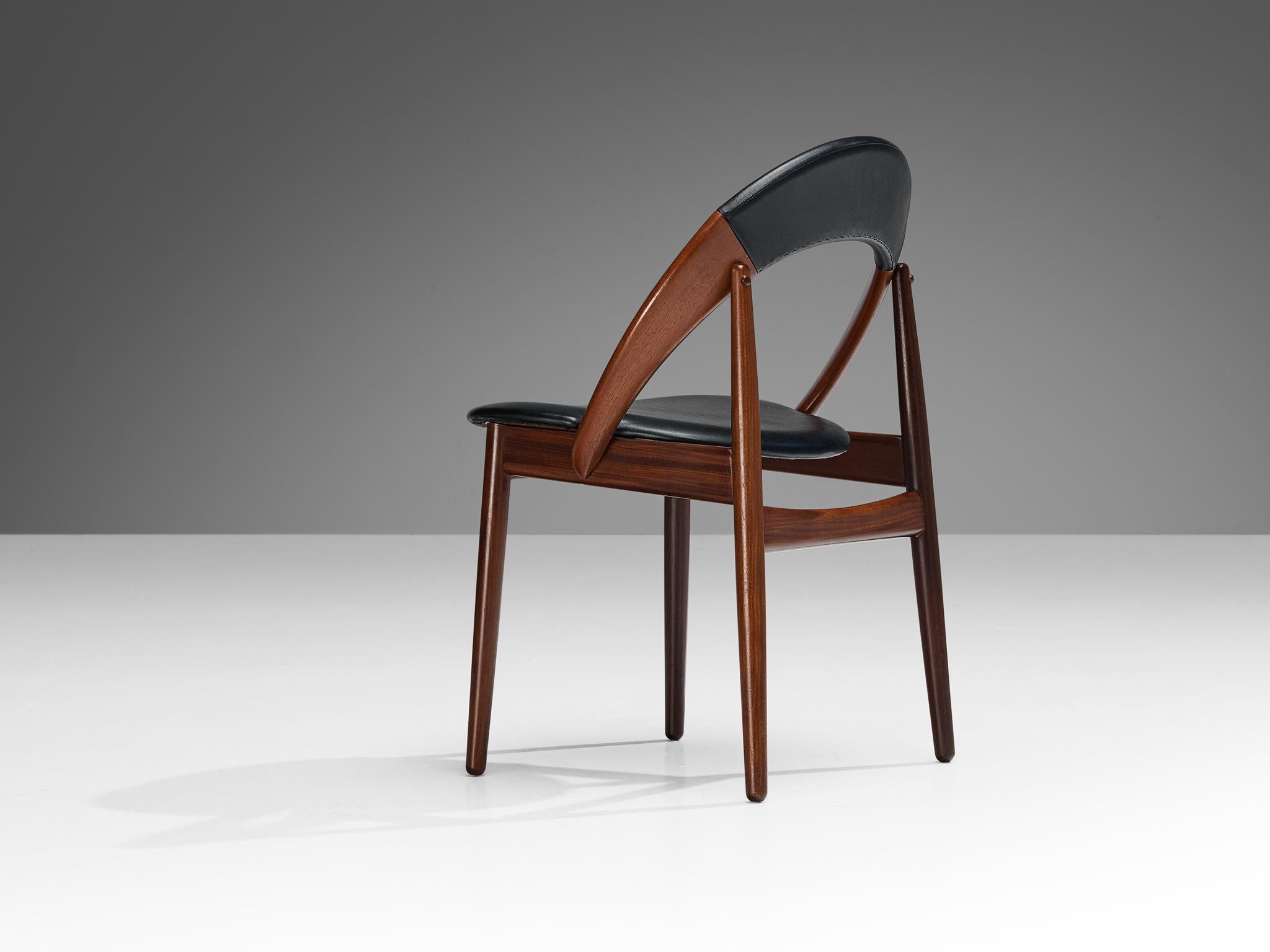 Scandinavian Modern Arne Hovmand-Olsen Dining Chair in Teak and Leatherette 