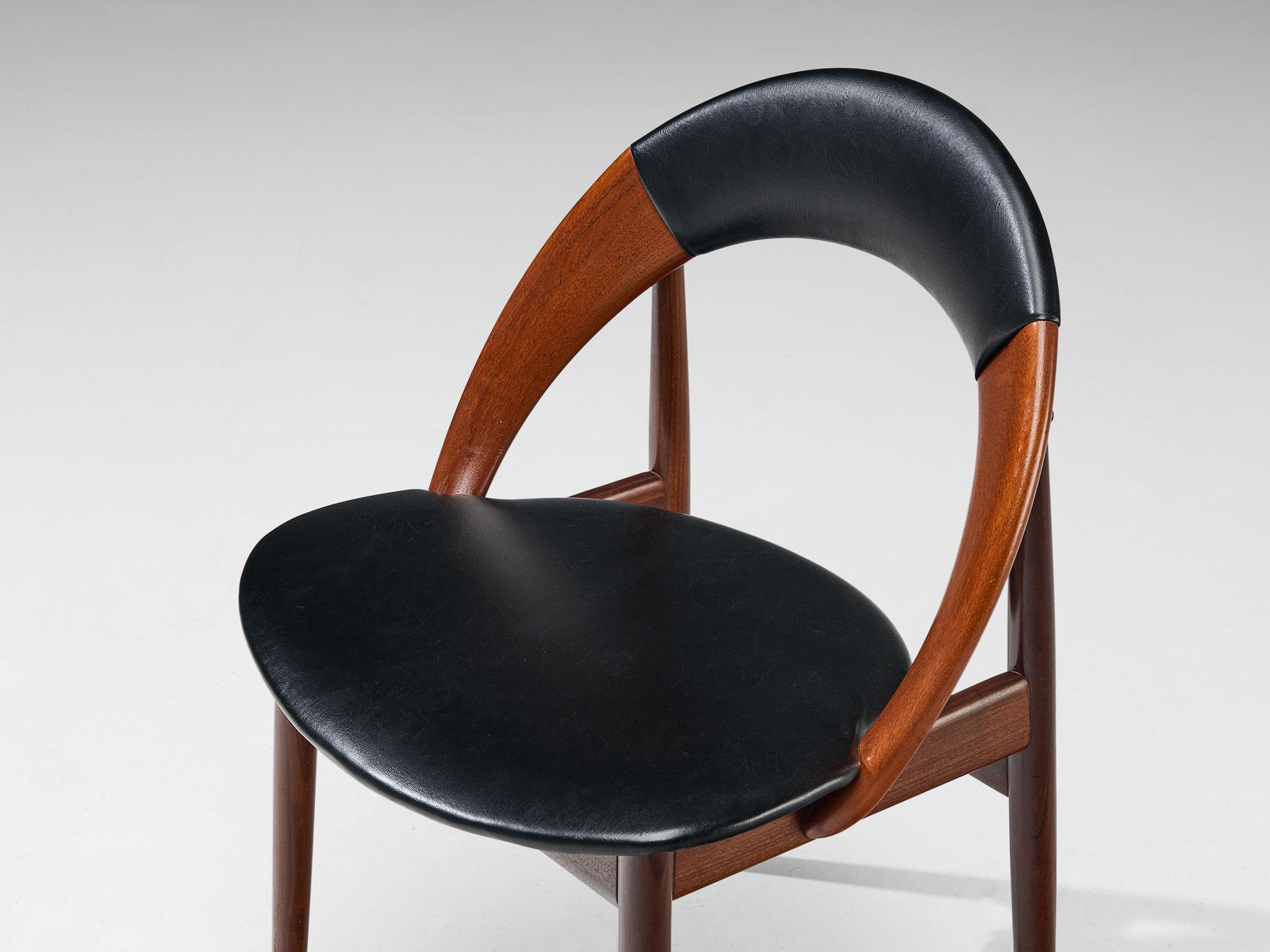 Arne Hovmand-Olsen Dining Chair in Teak and Leatherette  In Good Condition In Waalwijk, NL