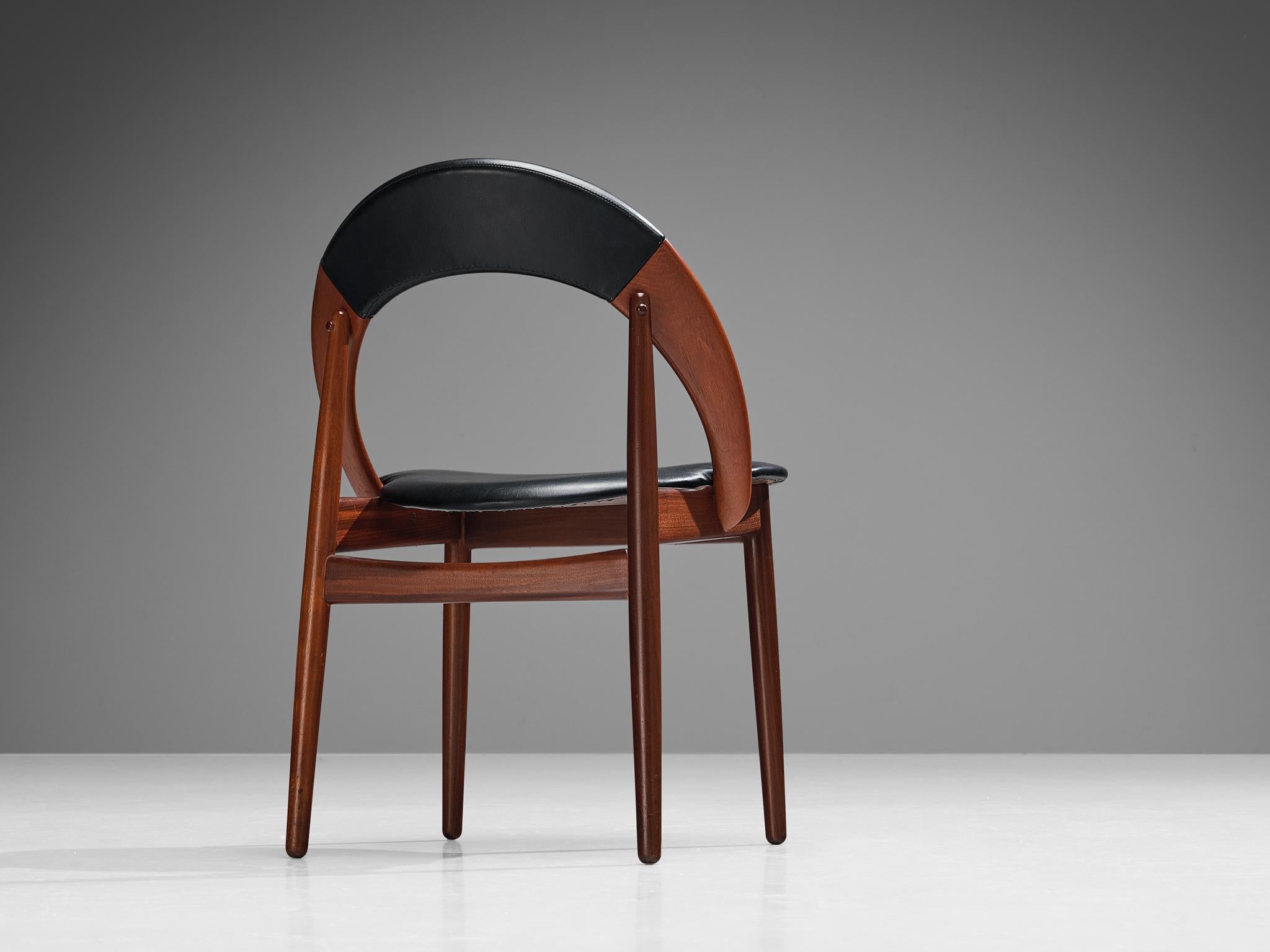 Mid-20th Century Arne Hovmand-Olsen Dining Chair in Teak and Leatherette 