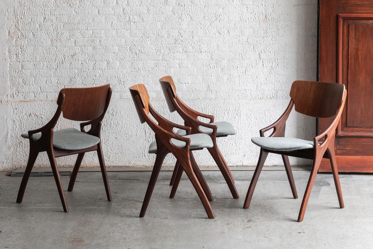 Chaises de salle à manger Arne Hovmand Olsen pour Mogens Kold, lot de 4, design danois, années 1960 en vente 4