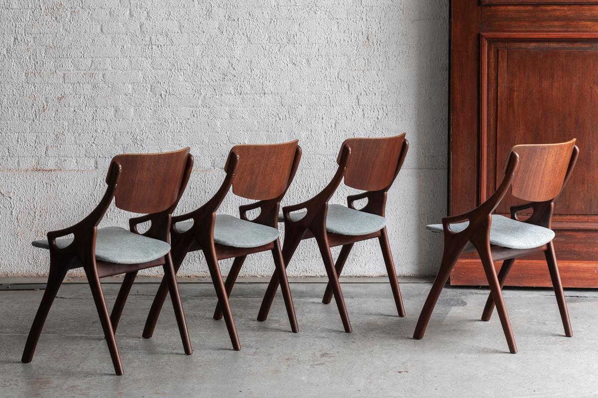 Chaises de salle à manger Arne Hovmand Olsen pour Mogens Kold, lot de 4, design danois, années 1960 en vente 1