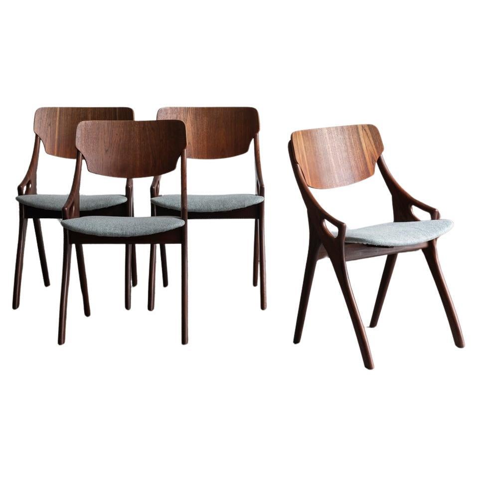 Chaises de salle à manger Arne Hovmand Olsen pour Mogens Kold, lot de 4, design danois, années 1960 en vente