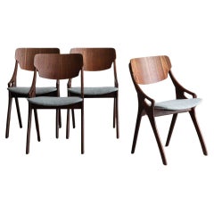 Arne Hovmand Olsen Dining Chairs for Mogens Kold, Set of 4, Danish Design, 1960s