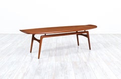 Arne Hovmand-Olsen Floating-Top Surfboard Teak Coffee Table for Mogens Kold