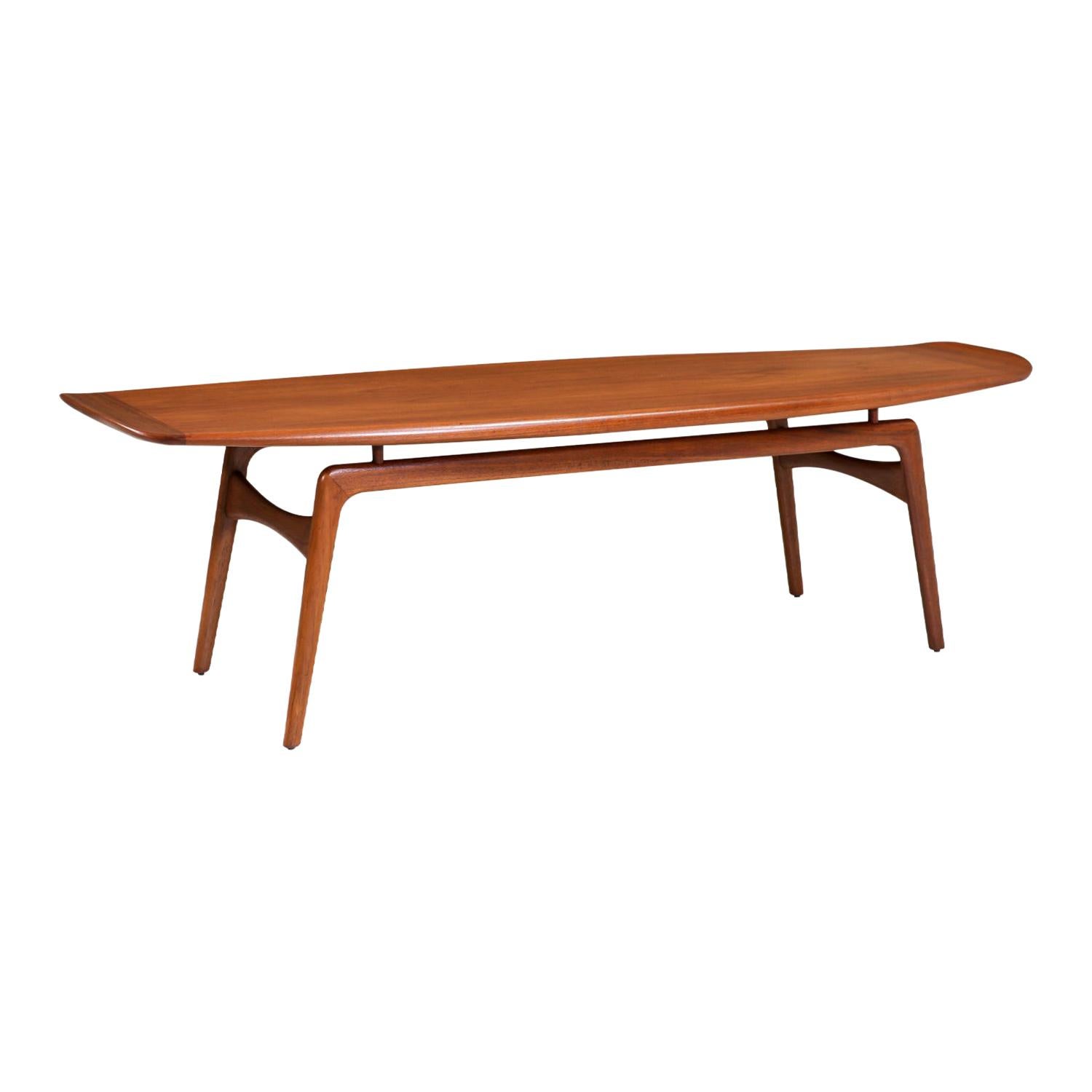 Arne Hovmand-Olsen Floating-Top Surfboard Teak Coffee Table for Mogens Kold