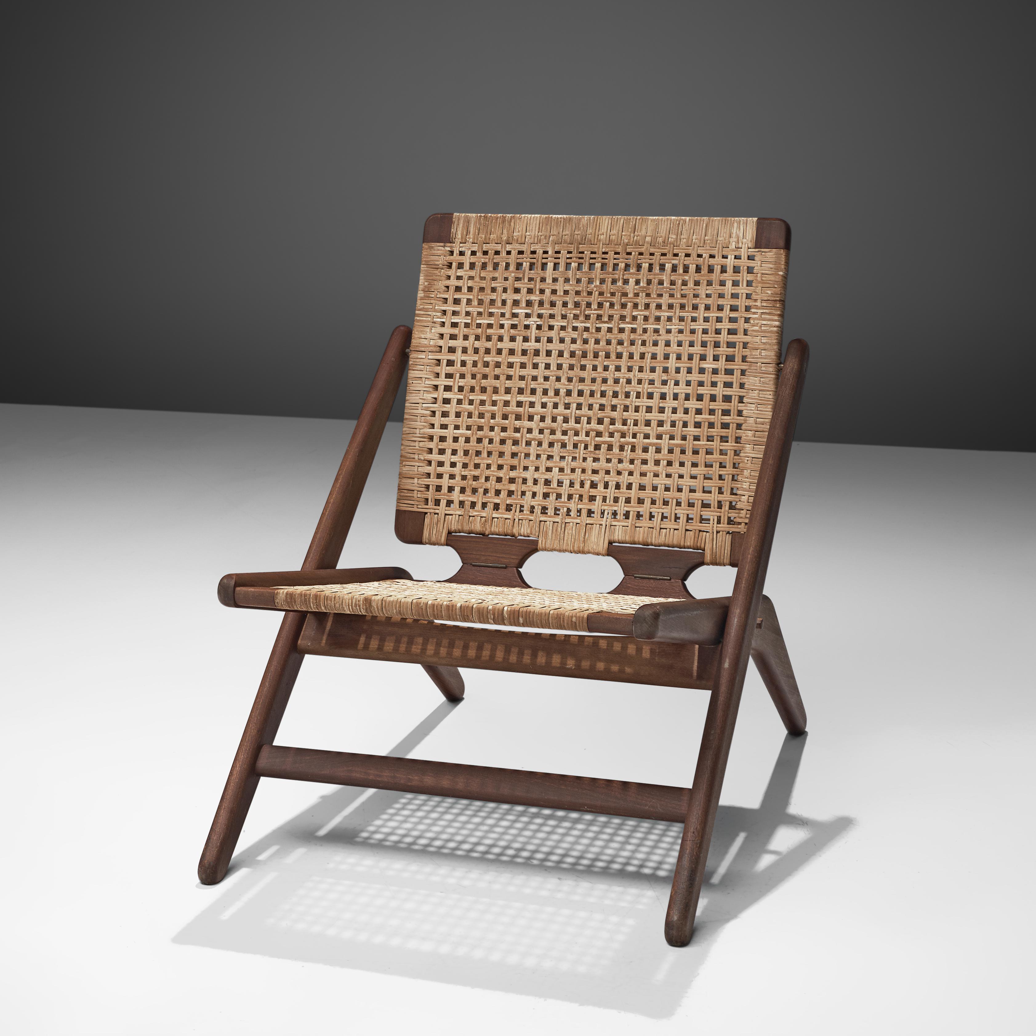 Arne Hovmand-Olsen Foldable Easy Chair in Wood and Wicker 1