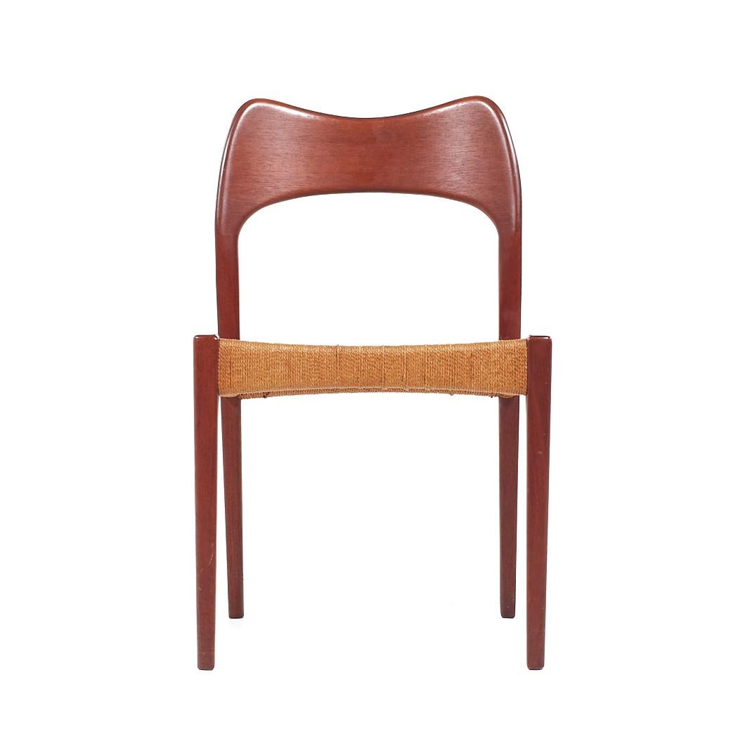 Late 20th Century Arne Hovmand Olsen for Mogens Kold MCM Danish Teak Papercord Dining Chairs - 6 For Sale