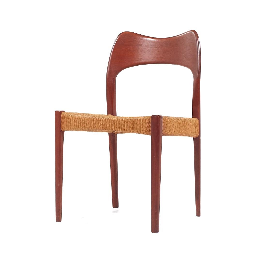Arne Hovmand Olsen for Mogens Kold MCM Danish Teak Papercord Dining Chairs - 6 For Sale 1