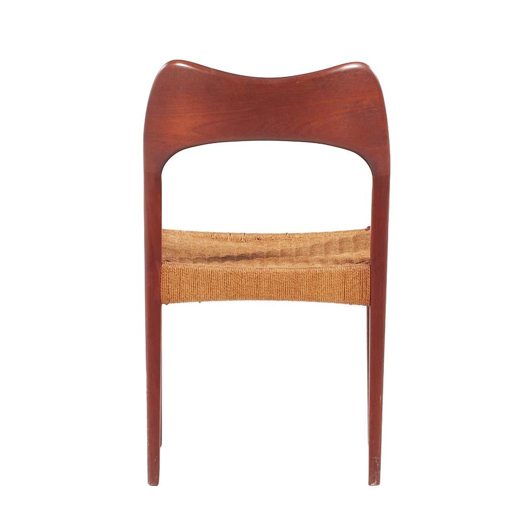 Arne Hovmand Olsen for Mogens Kold MCM Danish Teak Papercord Dining Chairs - 6 For Sale 3