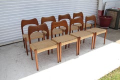 Arne Hovmand Olsen for Mogens Kold MCM Danish Teak Papercord Dining Chairs -8