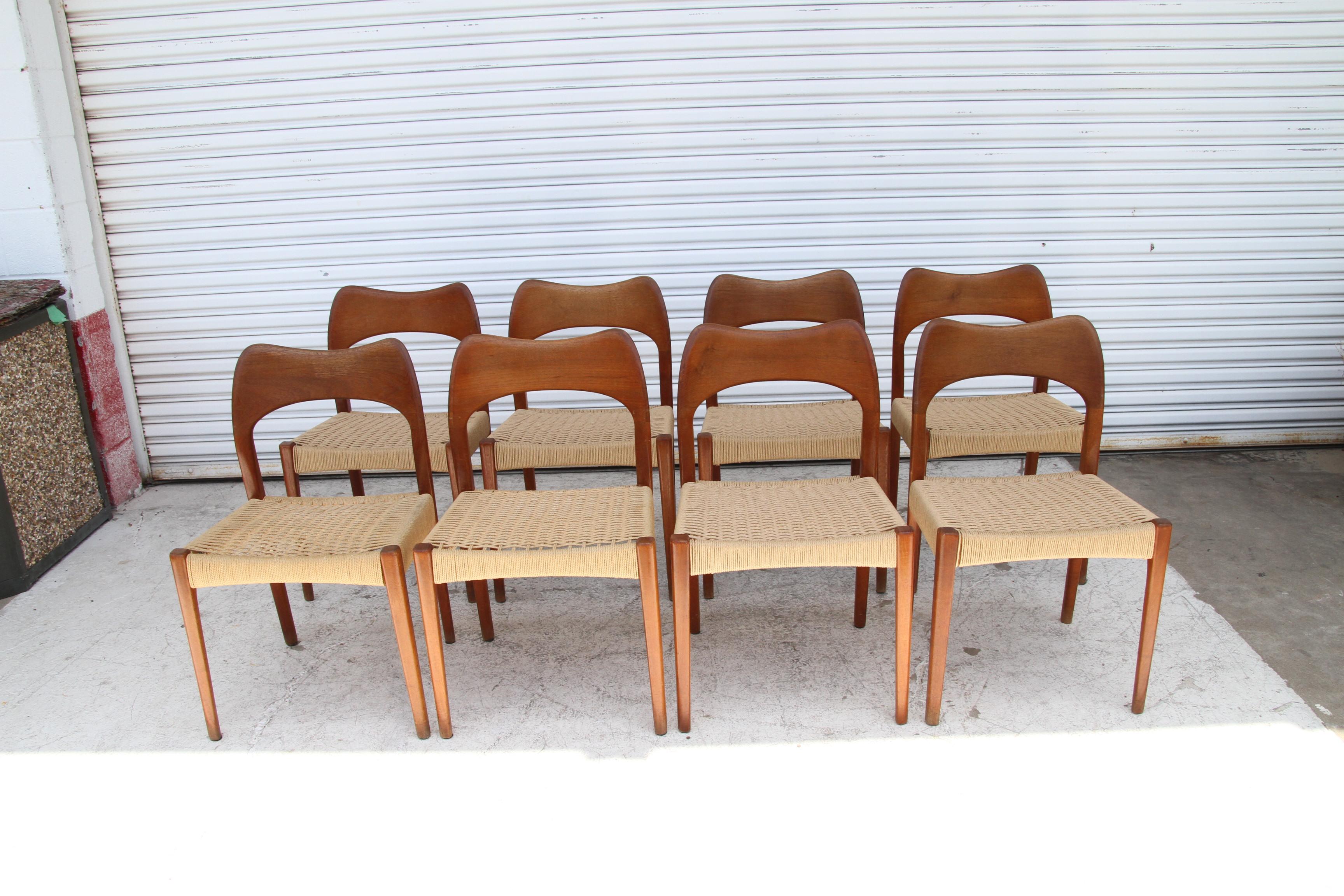 Mid-Century moderno Arne Hovmand-Olsen per Mogens Kold MCM - Sedie da pranzo danesi in teak -8 in vendita