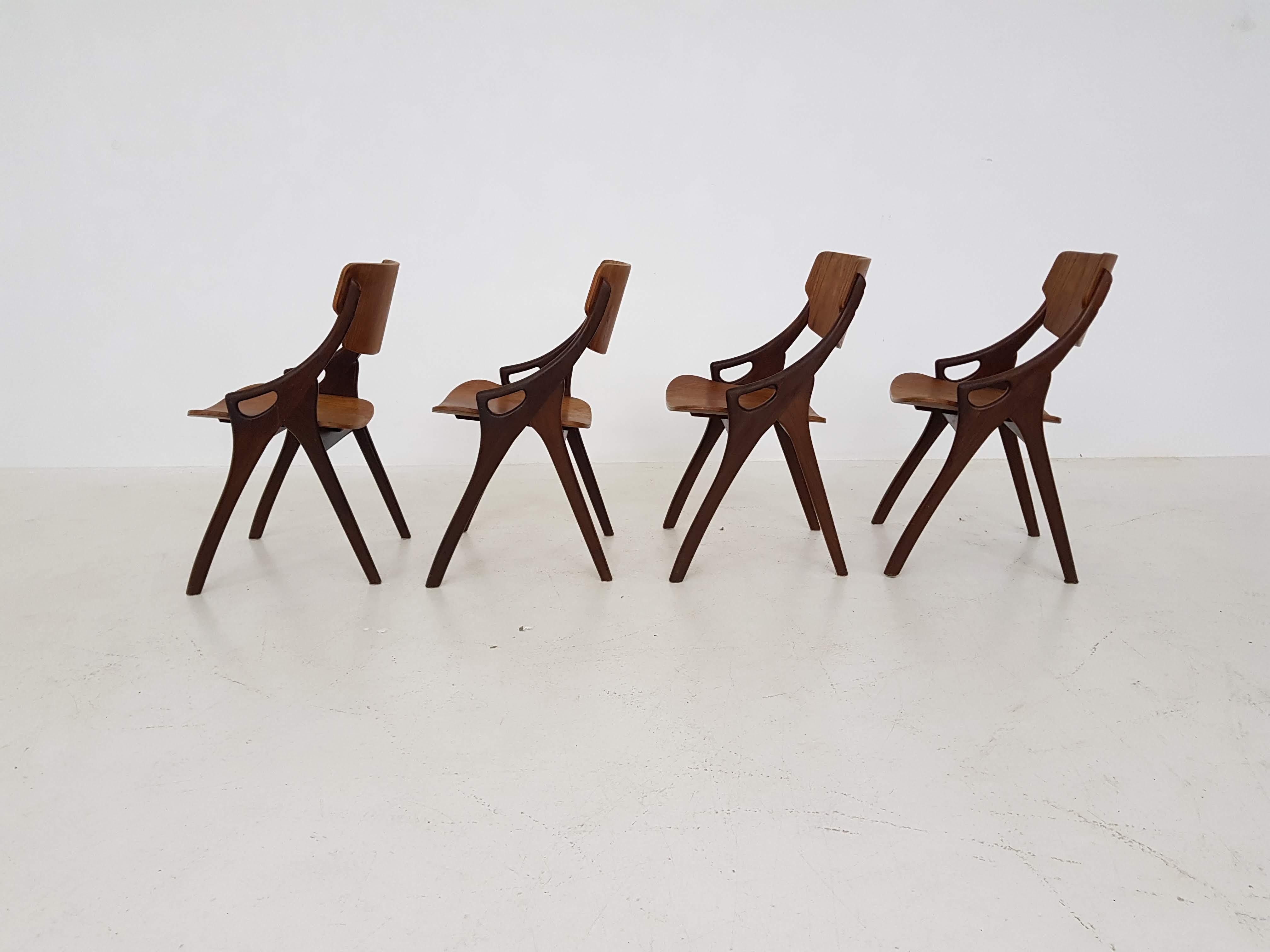 Arne Hovmand Olsen for Mogens Kold Teak Dining Chairs, Denmark, 1960s (Dänisch)