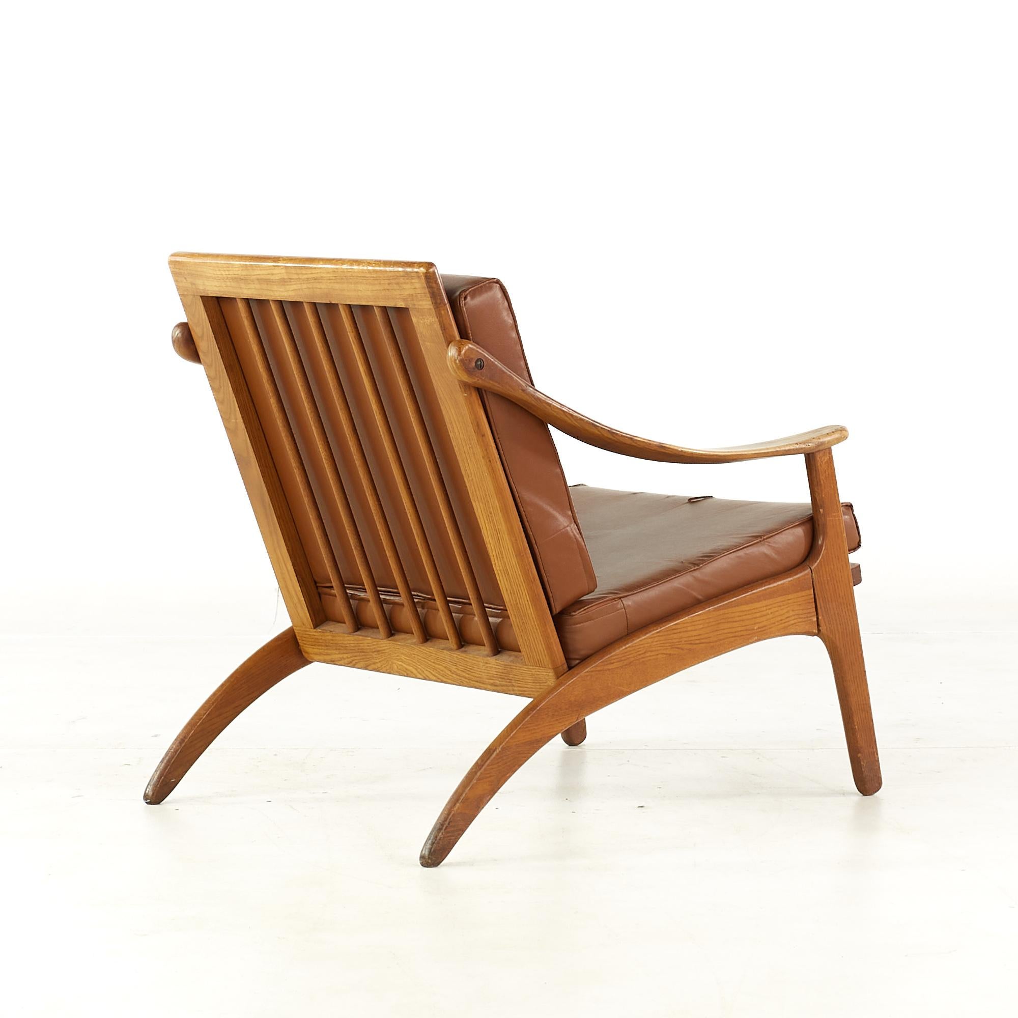 Upholstery Arne Hovmand Olsen for P Mikkelsen MCM Teak Lean Back Lounge Chairs, Pair For Sale