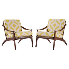 Arne Hovmand-Olsen para P Mikkelsen Pareja de tumbonas con respaldo reclinable de teca MCM