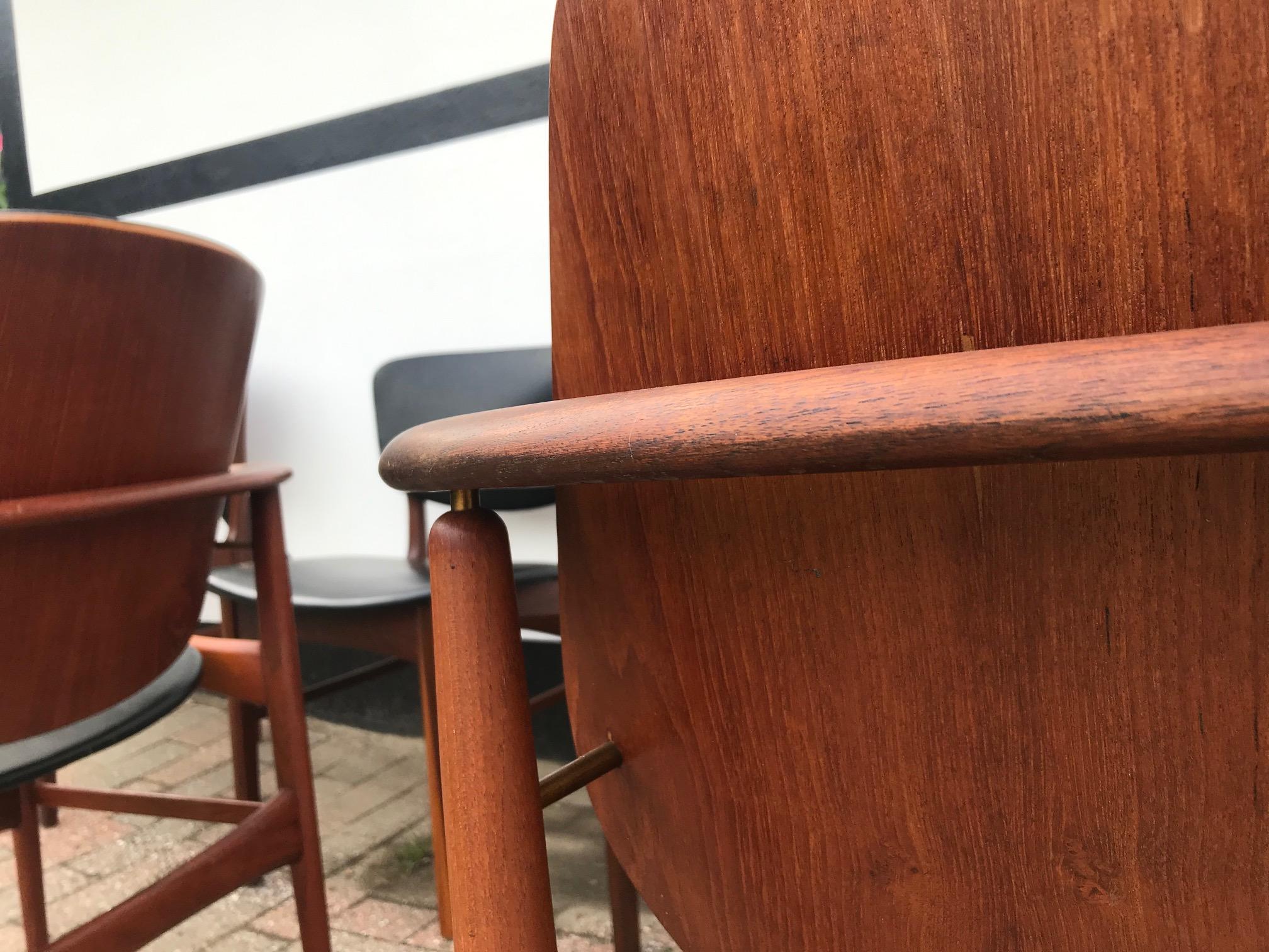 Sedie da pranzo Arne Hovmand-Olsen King e Queen in teak, Jutex 1950, Set di 6 In condizioni buone in vendita a Esbjerg, DK