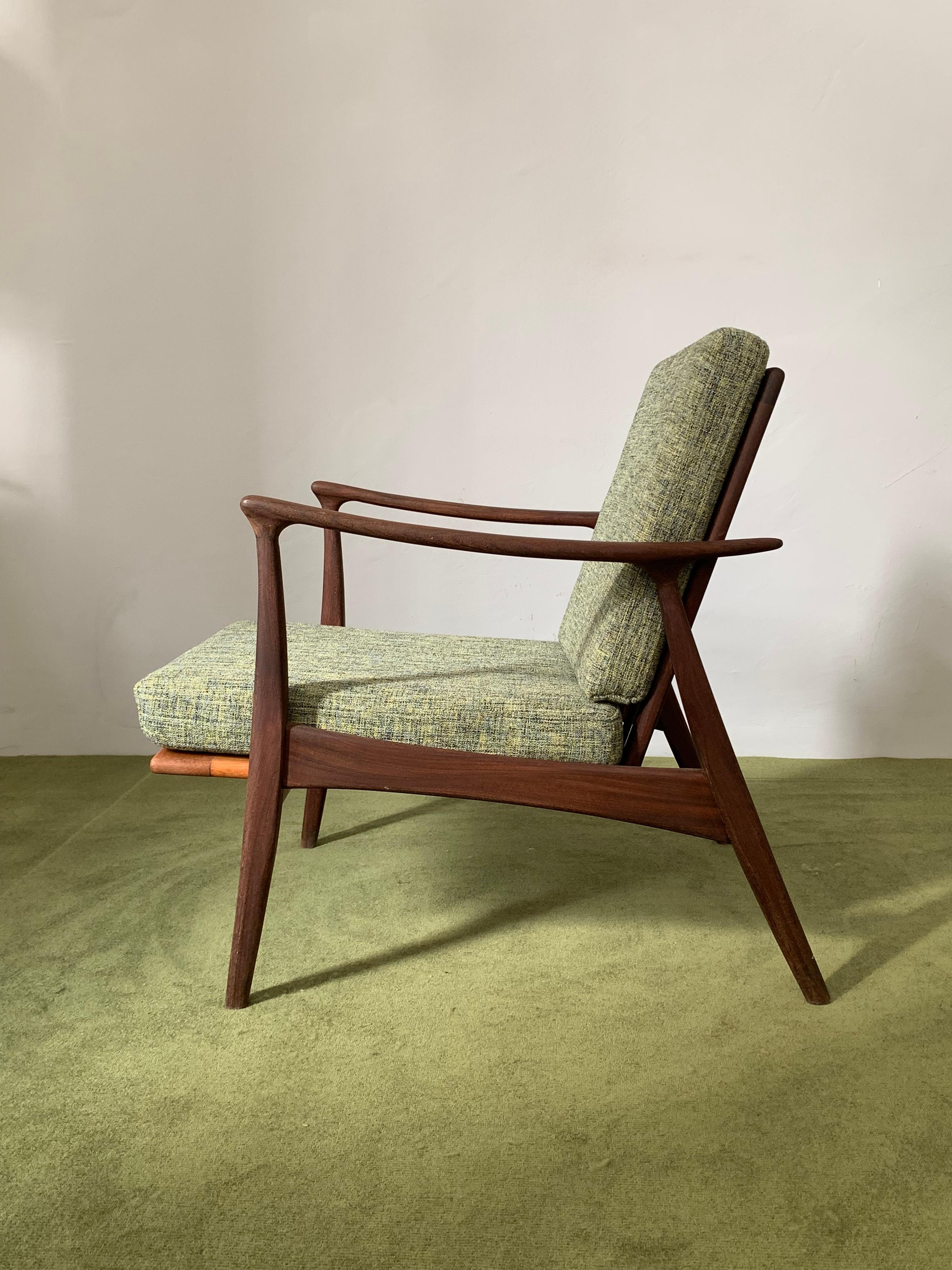 Fabric Arne Hovmand Olsen Lounge Chair 1960s Denmark For Sale