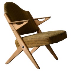 Arne Hovmand-Olsen, Lounge Chair, Beech, Fabric, Komfort, Randers, Denmark 1955