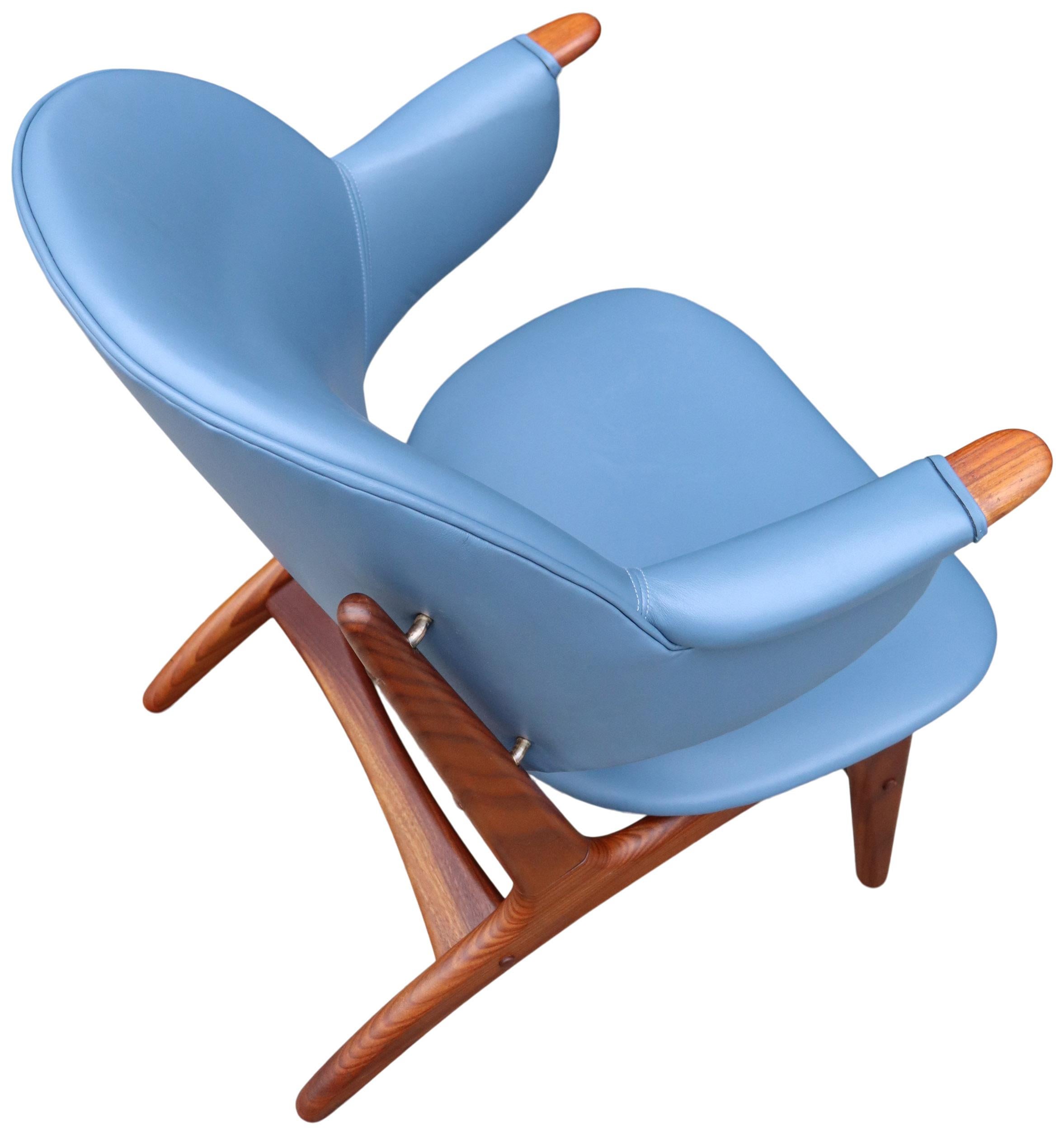 Fauteuil de salon Arne Hovmand-Olsen en cuir bleu en vente 6