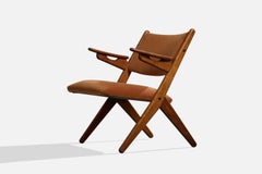 Arne Hovmand-Olsen, Lounge Chair, Wood, Velvet, Denmark, 1950s