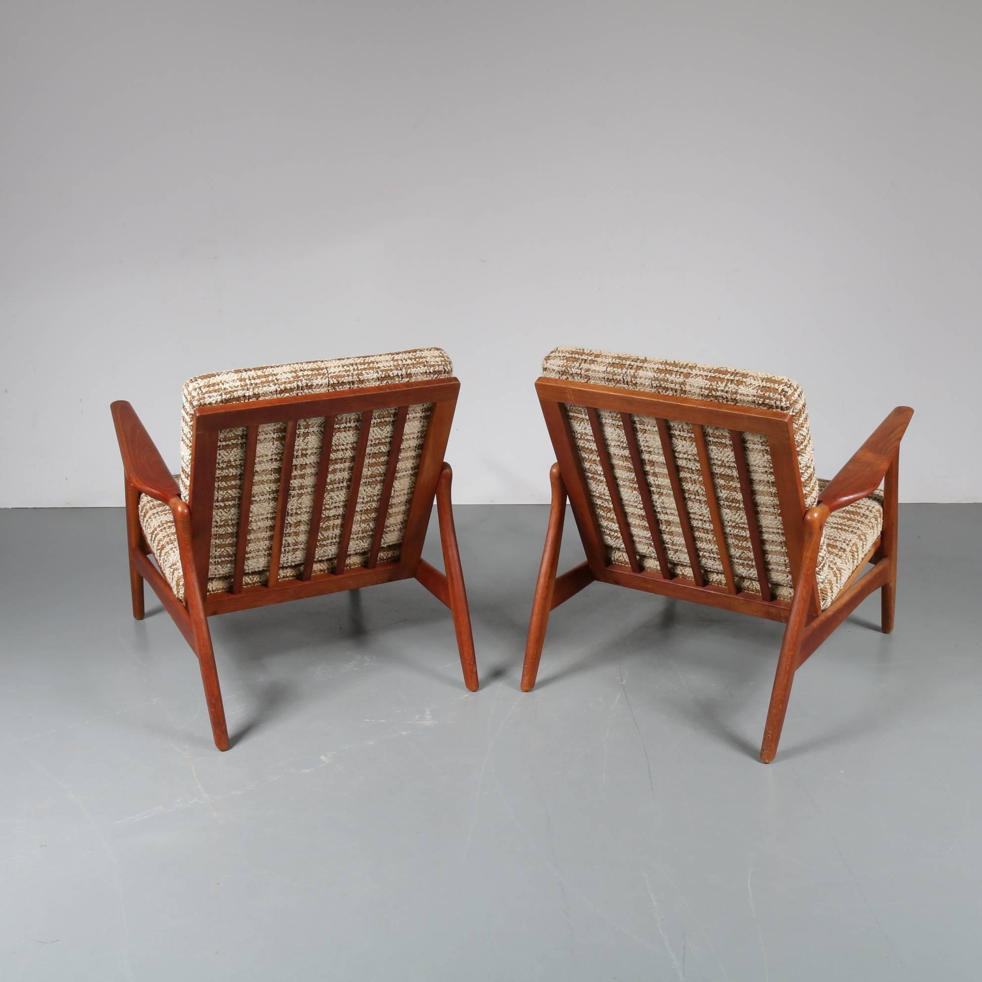 Scandinavian Modern Arne Hovmand Olsen Lounge Chairs for Mogens Kold, Denmark, 1950