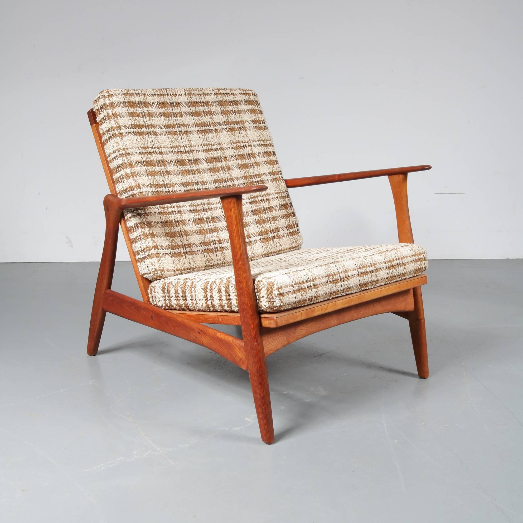 Fabric Arne Hovmand Olsen Lounge Chairs for Mogens Kold, Denmark, 1950