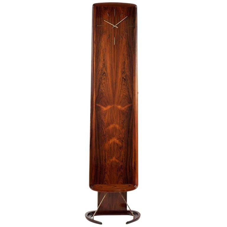 Mid-Century Modern Arne Hovmand-Olsen, Midcentury Mahogany Grandfather Clock, Denmark, C. 1965 For Sale