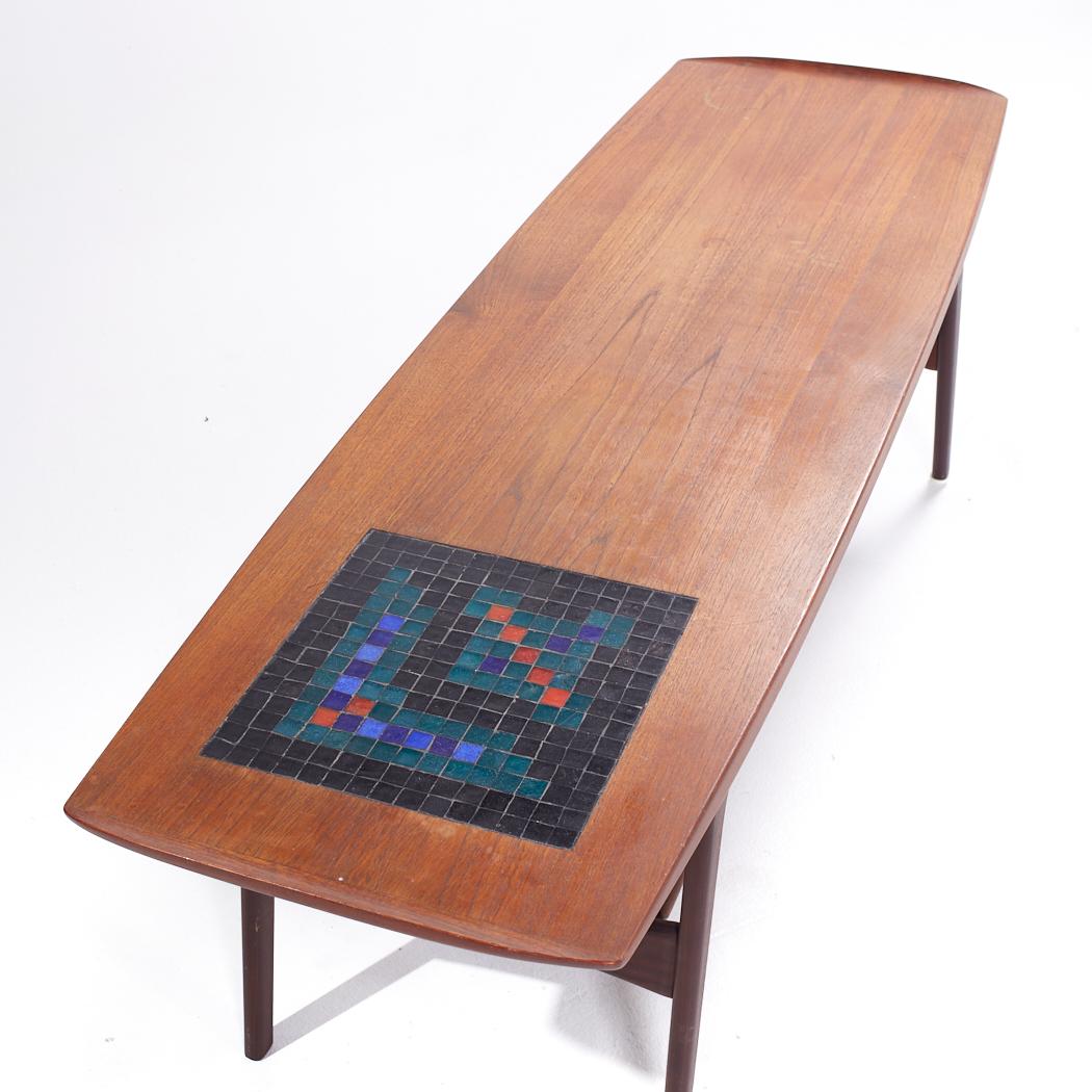 Arne Hovmand-Olsen Mid Century Danish Teak and Mosaic Coffee Table For Sale 2