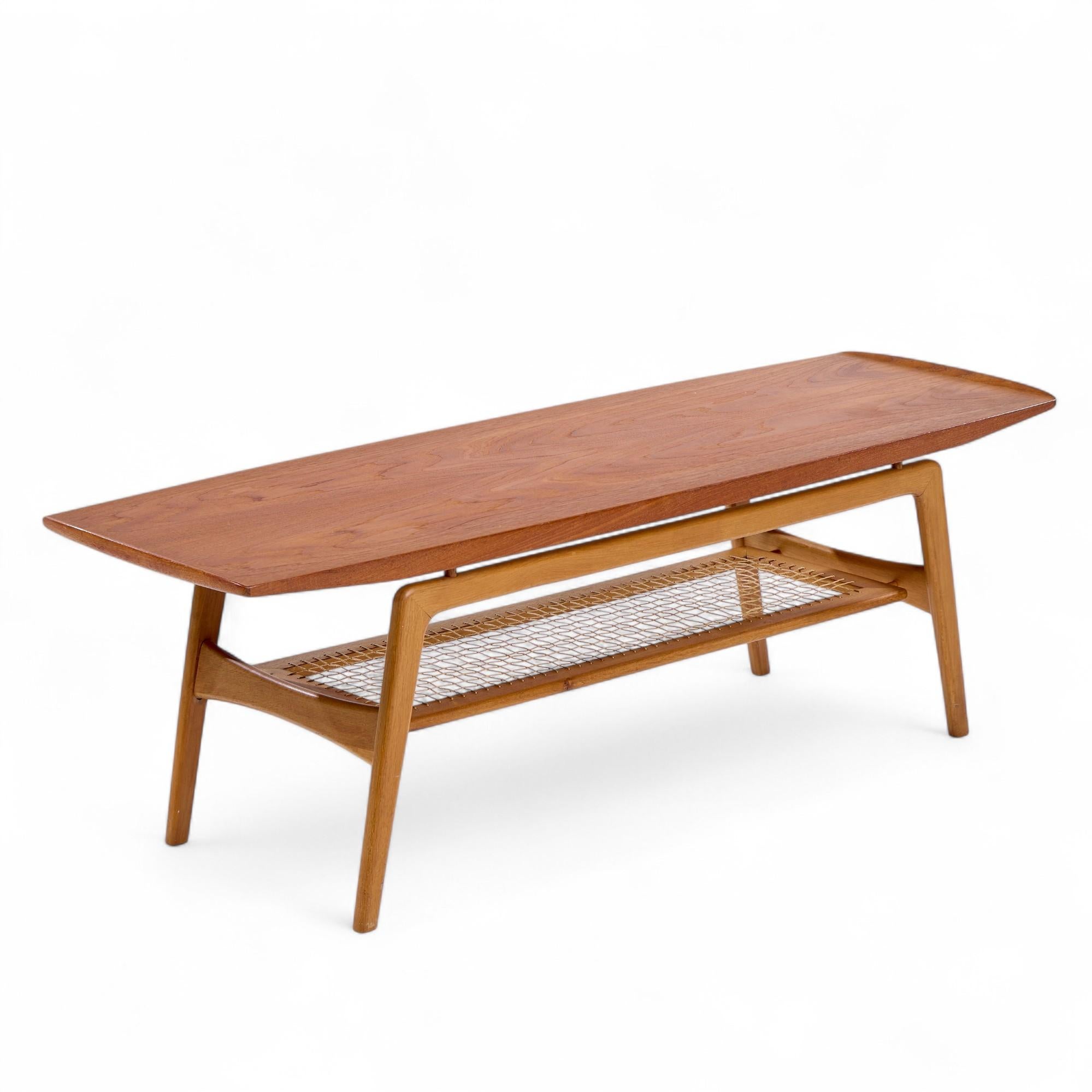 Rope Arne Hovmand Olsen Mid Century Danish Teak Coffee Table For Sale