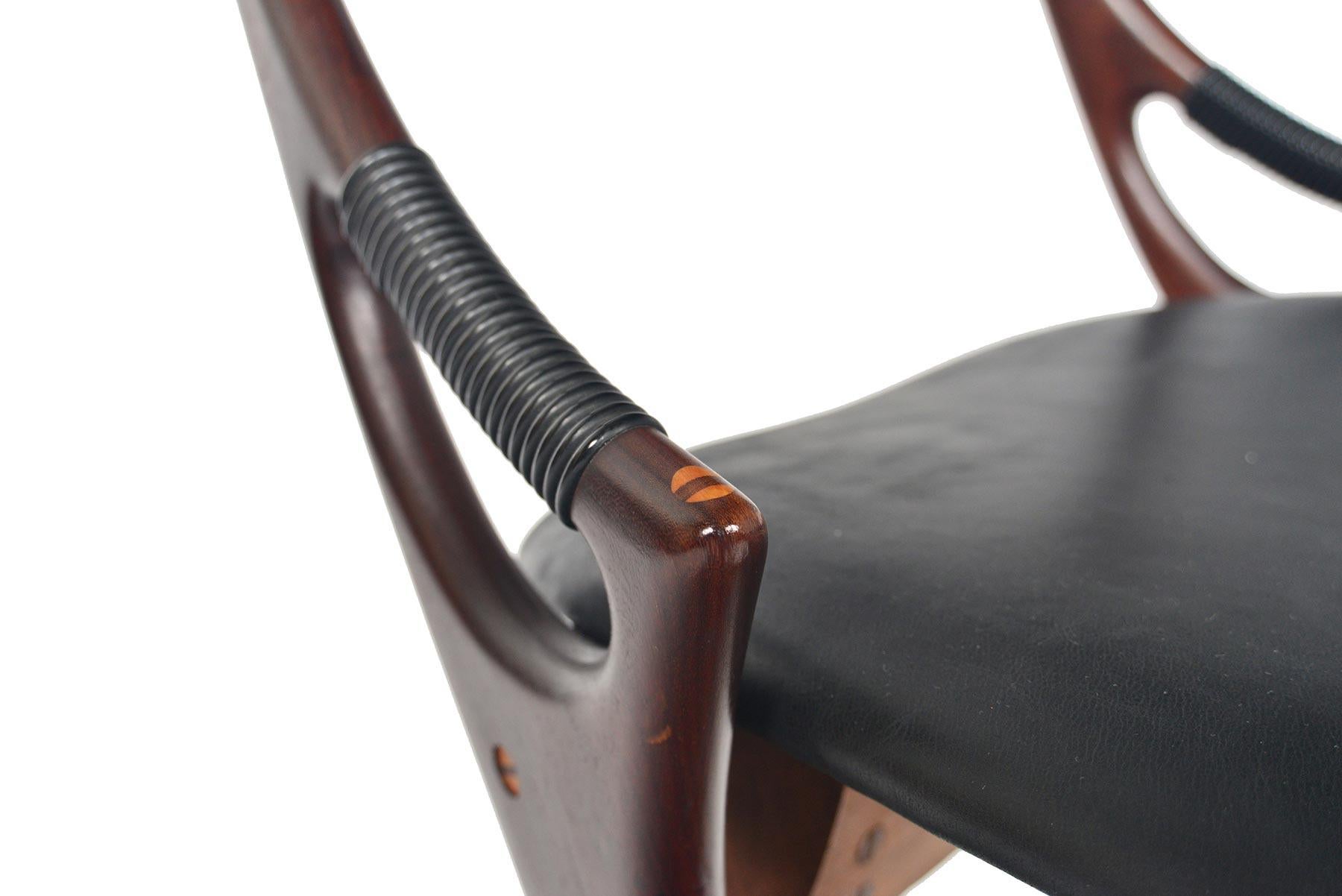 Danish Arne Hovmand Olsen Model 71 Teak Chair in Leather